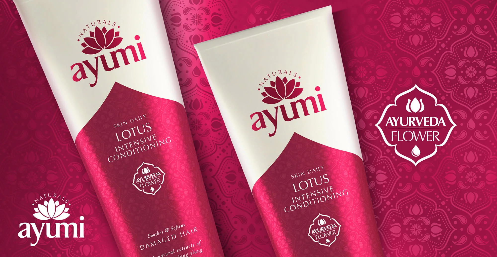 Health and Beauty Branding and Packaging Design for Beauty Brand Ayumi - Pack Shot Lotus Intensive Conditioning