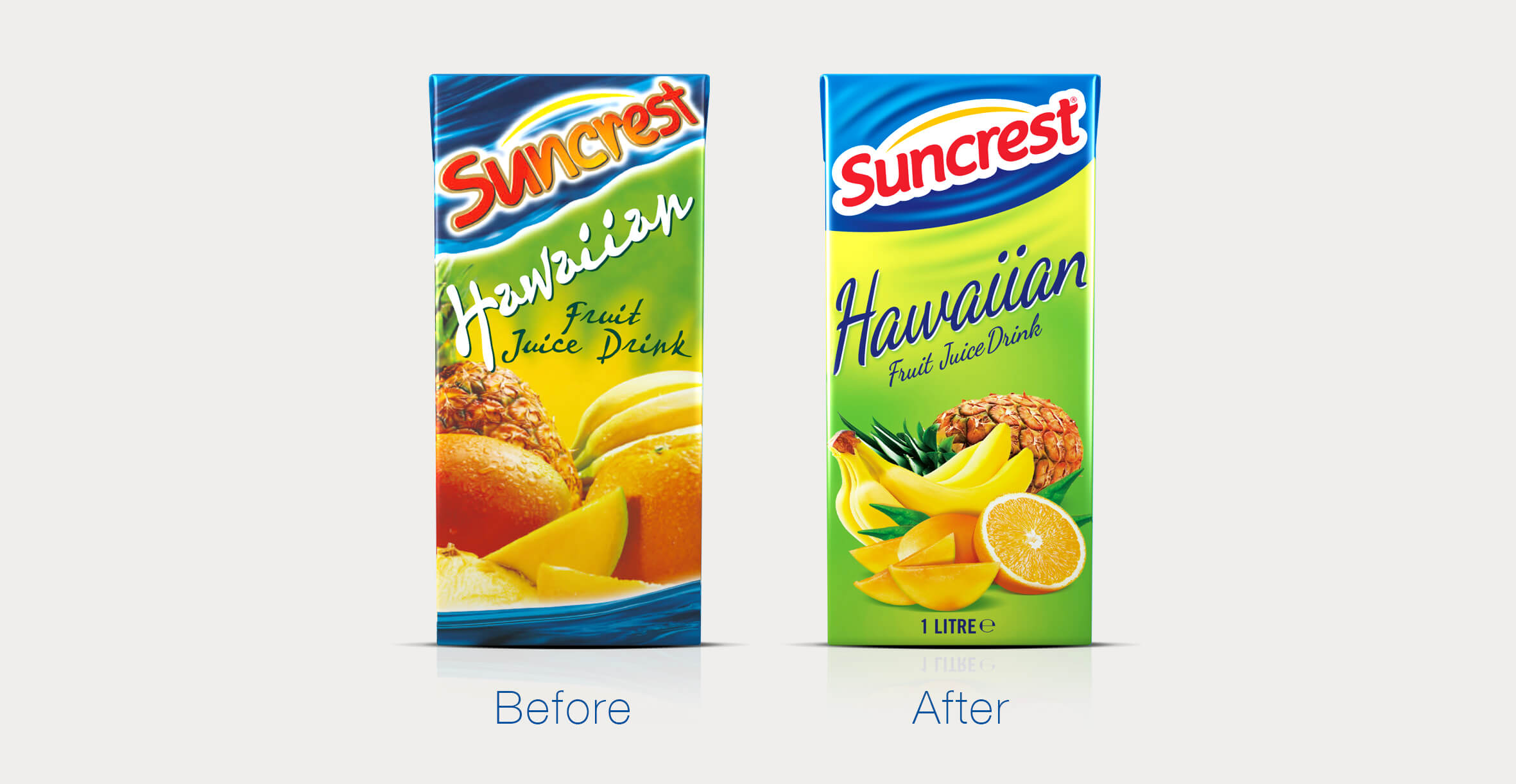 Redesign of well known beverage brand Suncrest - Before and After