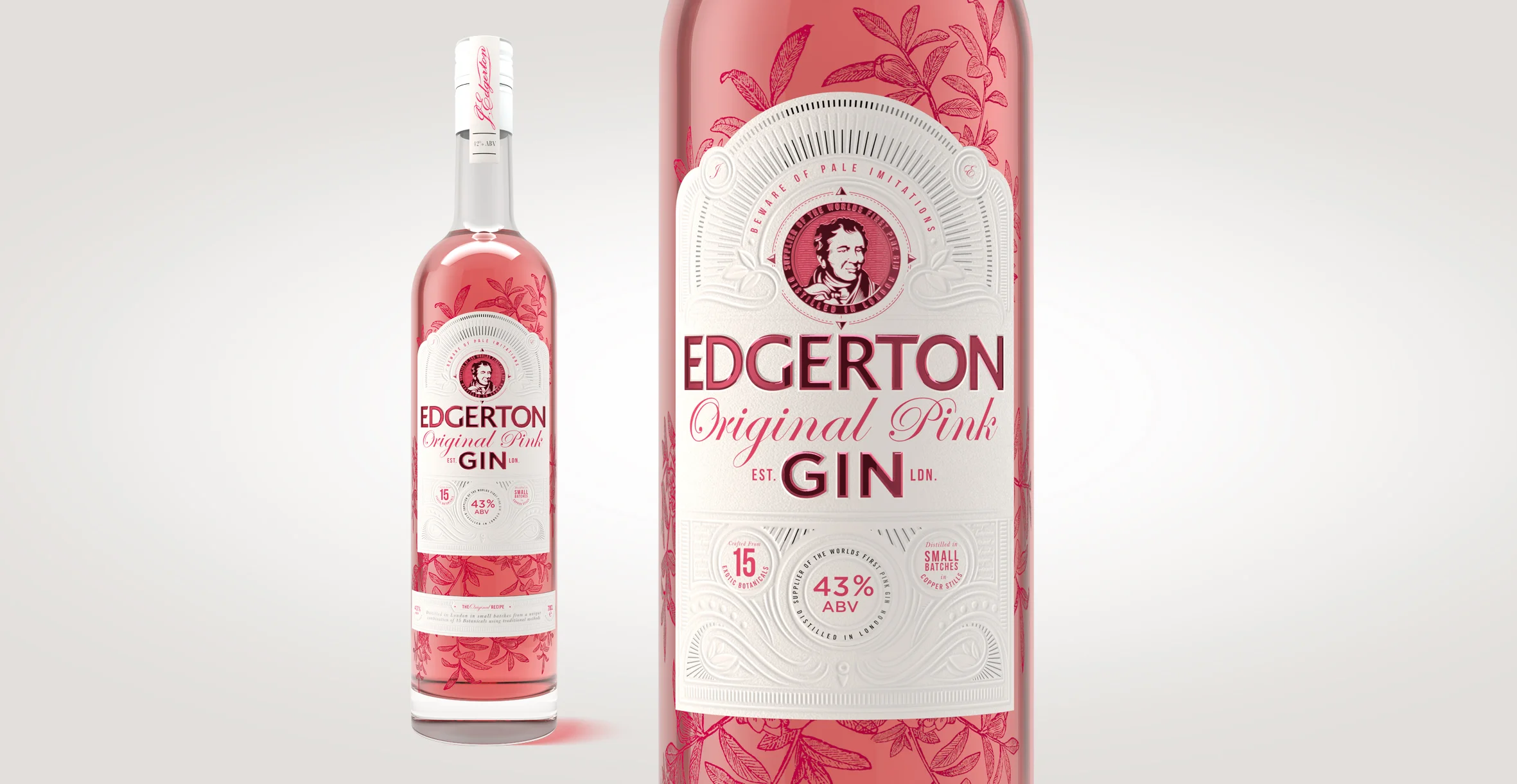 Brand identity and gin bottle label design for Edgerton Gin by Design Happy London - Screen printed gin pack design