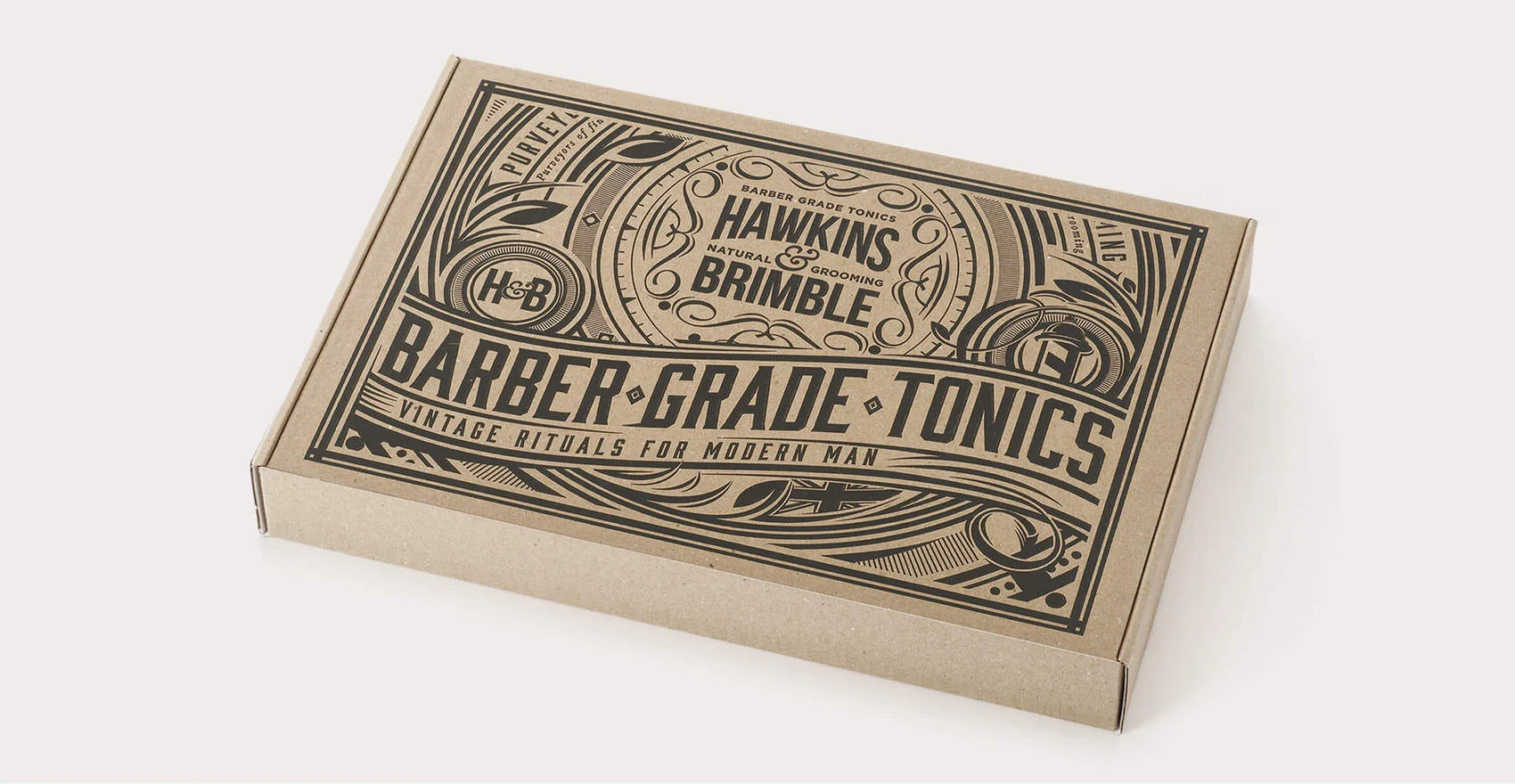 Brand identity and packaging design for male grooming brand Hawkins and Brimble - Detailed illustration gift set.jpg