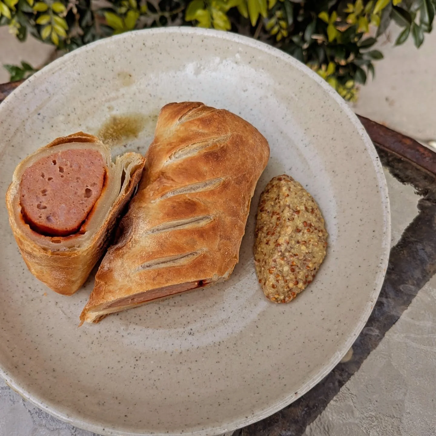 Introducing the Polski sausage roll. 
Inspired by the kielbasa, it's bouncy, juicy, smokey and is probably going to change the world.
Best served with a little tub of our homemade seeded mustard