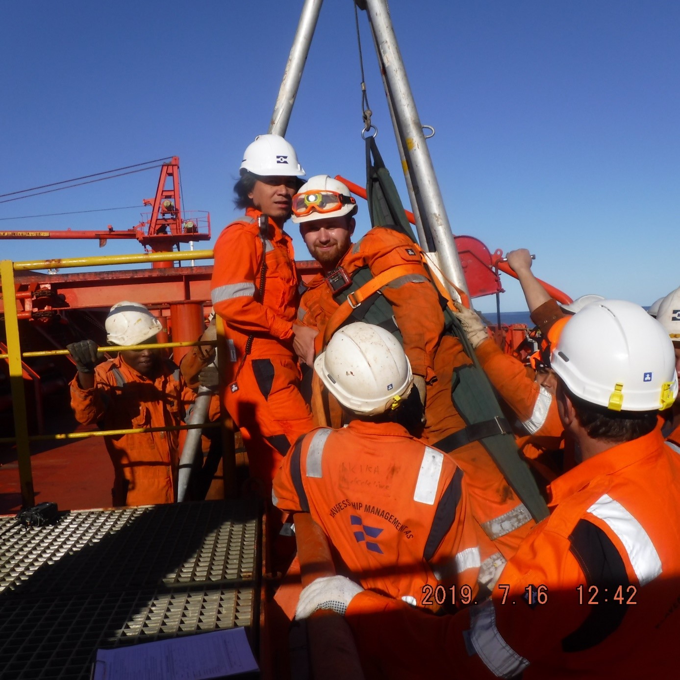 Image: From our drill on being rescued from a ballast tank