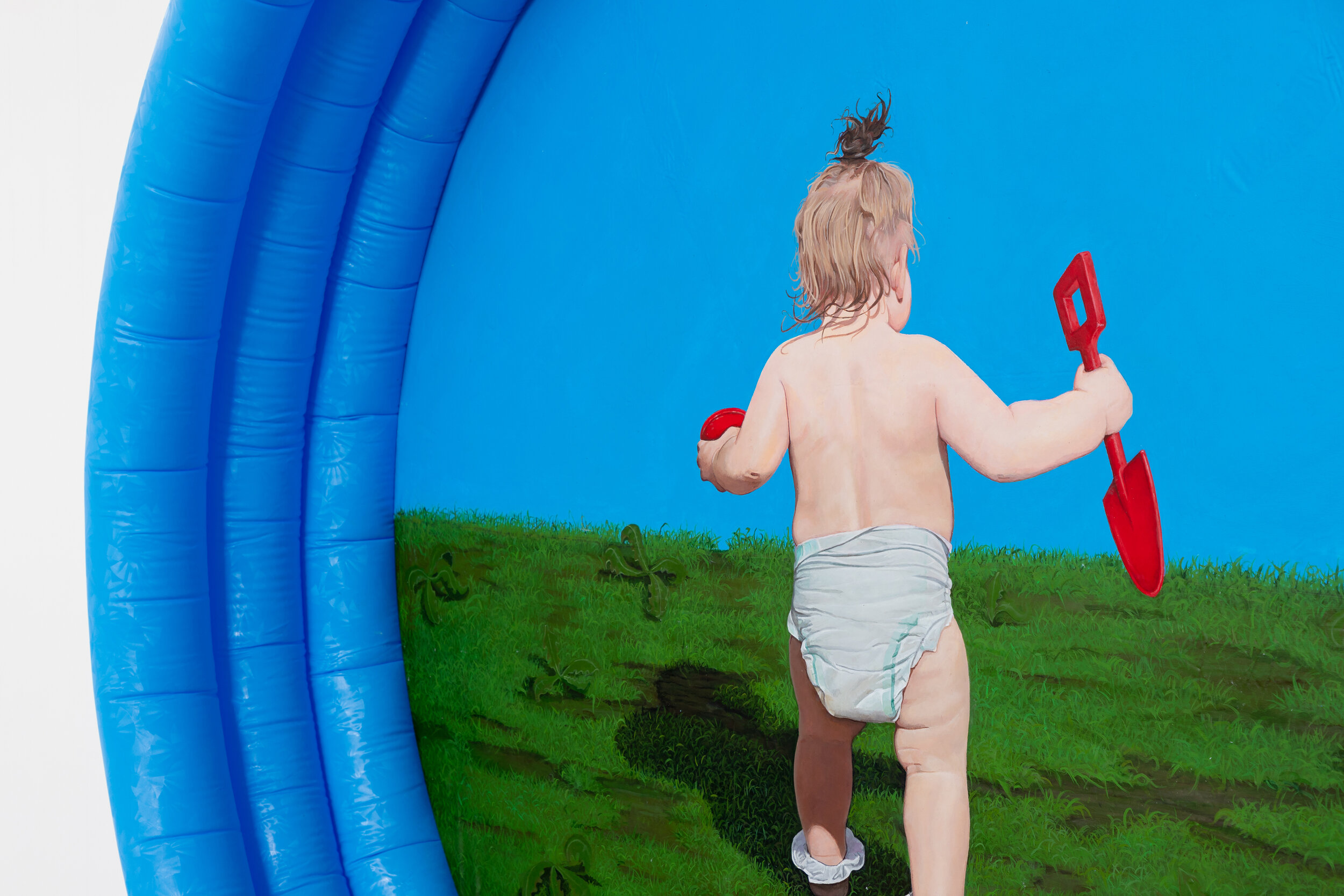 Conor Rogers 'Harriet' 2021, Acrlic on Paddling Pool, Detailed image, Exhibition 'Manor Boy'.jpg