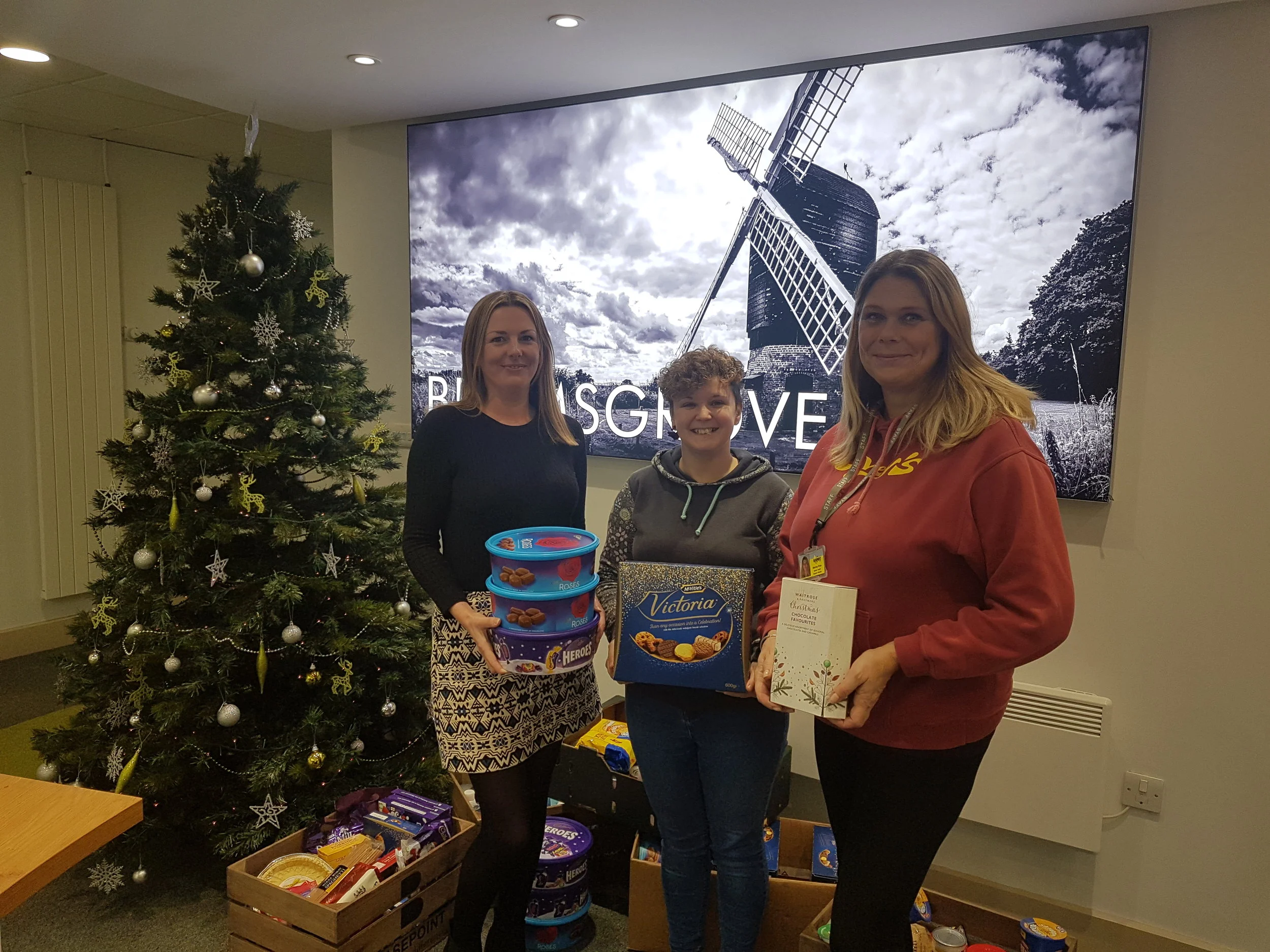 From left to right - Sadie from the Basement Project, myself and Marina from the Basement Project. Crates of food essentials, sweet treats and toiletries were donated by business residing in Basepoint Bromsgrove and by customers of Academy Bikeworks! THANK YOU!!!!