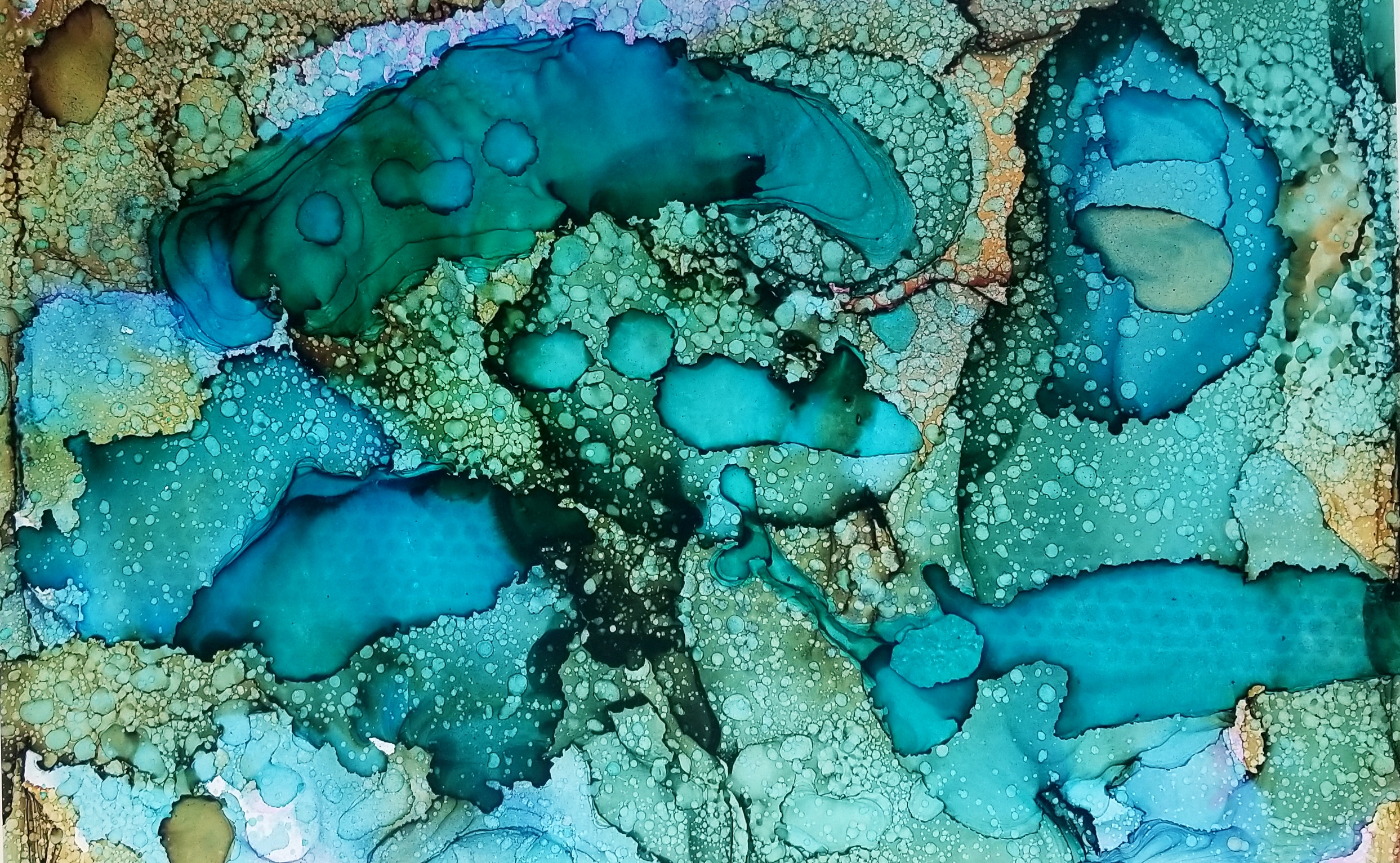 Sug. O'Shen - 'Key West', alcohol ink, charcoal, water from the source, on Yupo; 25 x 18, 2018- $1295..jpg