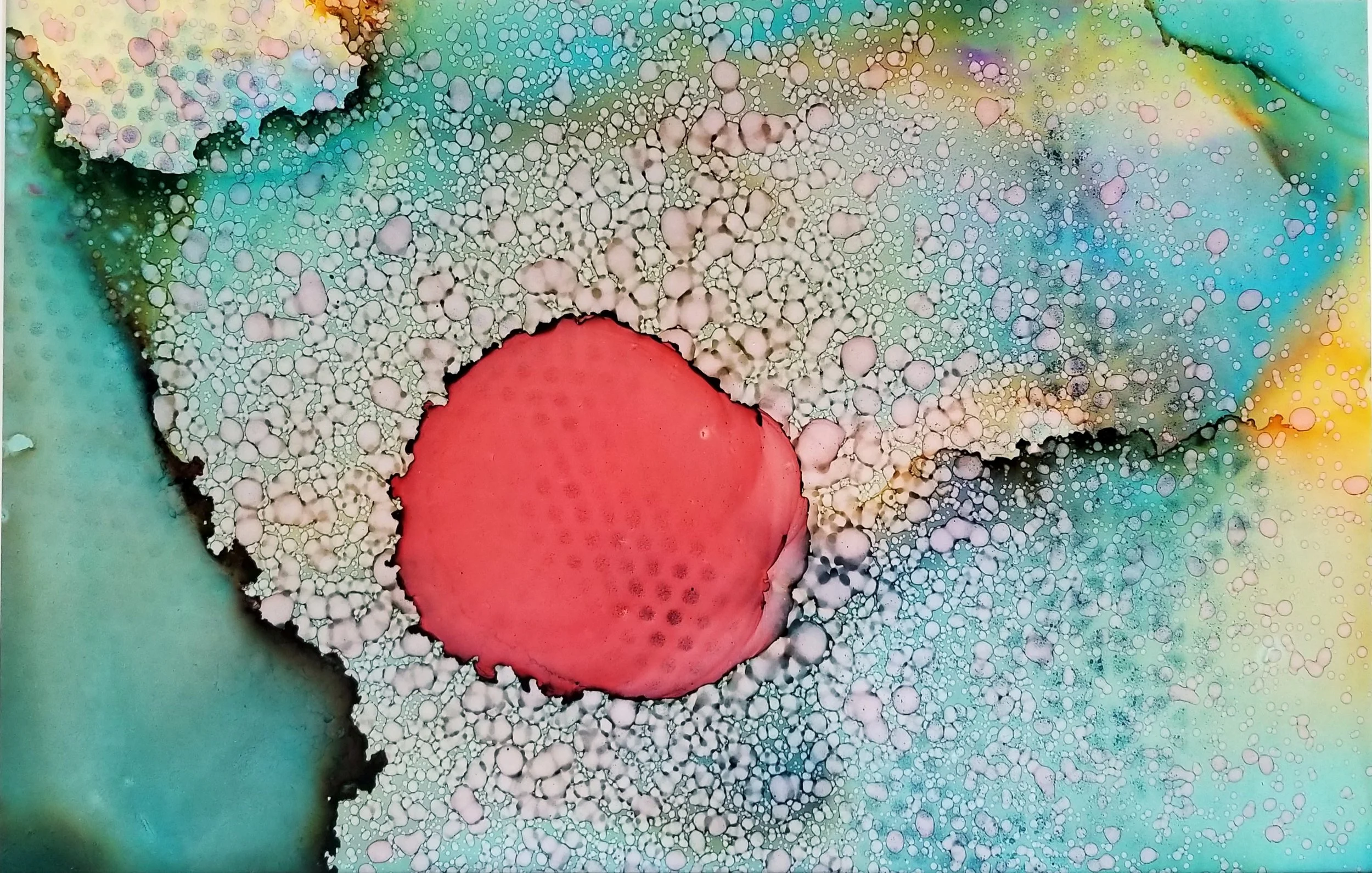 Sug. O'Shen - 'Bangkok ll', alcohol ink, charcoal, water from the source, on Yupo; 25 x 18, 2018- $1295..jpg