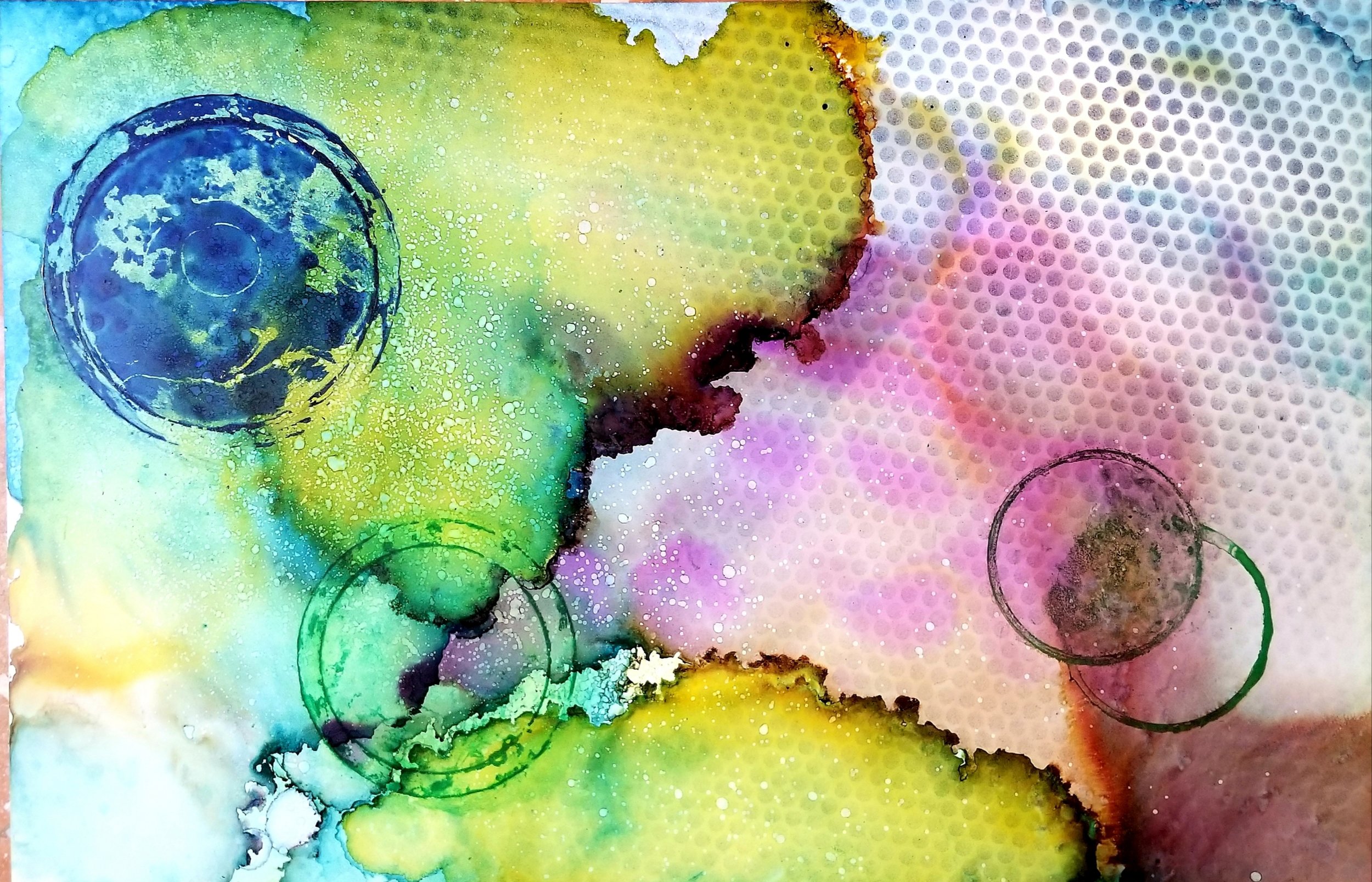 Sug. O'Shen - 'Cook Island', 26 x 20, alcohol ink, charcoal, water from the source, Yupo paper; 2018- $1295..jpg