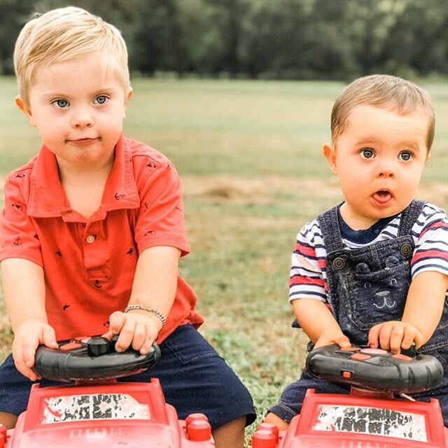 Look at these two so little! 😍❤️ I hate seeing them grow so fast but I love watching them grow and blossom! 
Nic could barely balance on his fire truck when we took these pics, now just look at him speeding along on his tricycle as fast as Colt (Fli