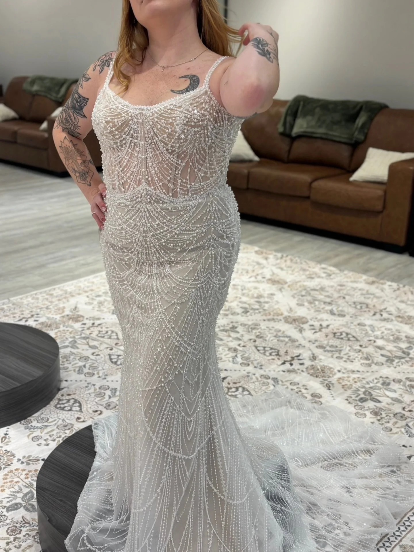 Adonica is giving vintage glamour with a fresh and modern twist ✨
The draped pearls, the sculpted shape &amp; unique not-quite-basque waist&hellip; she&rsquo;s worth a try on 😍

#WBridals #YXE #WeddingDress #BrideToBe #ModernBride