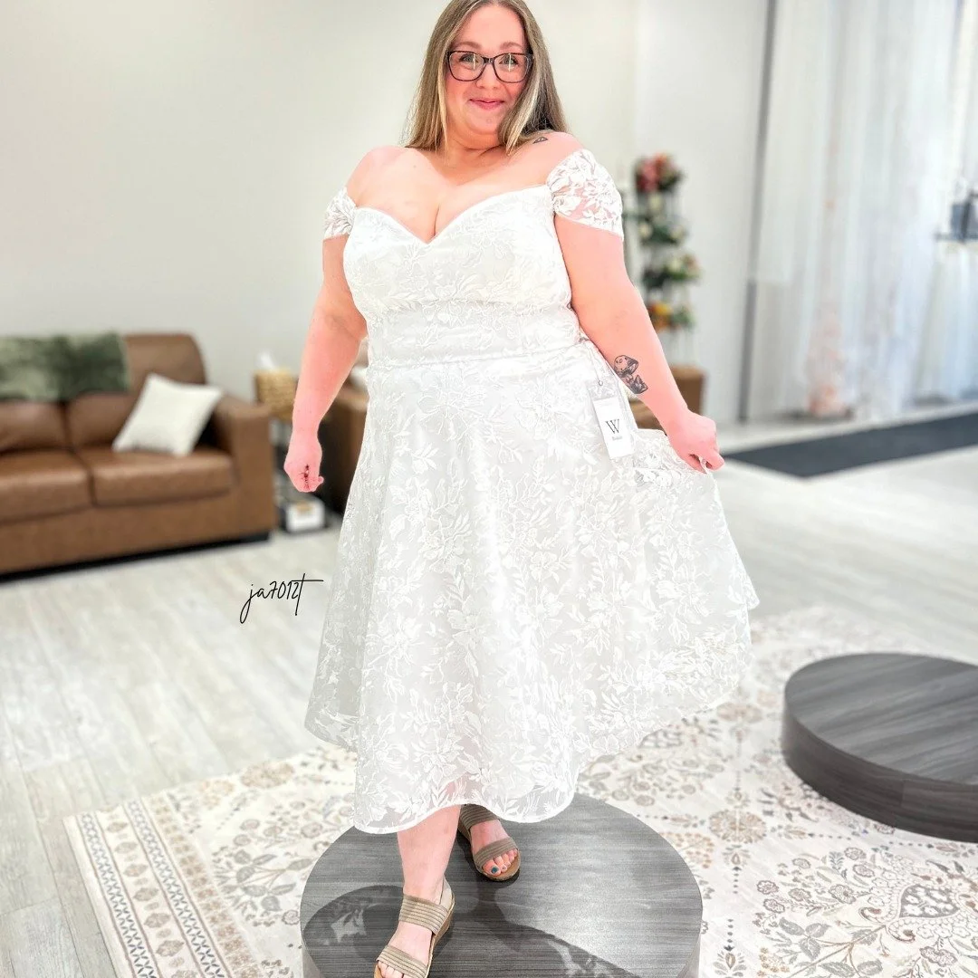 The delicate lace casting the most amazing shadow onto the pedestal, creating a fluid piece of art that isn't designed&mdash;but rather occurs. A quiet reminder that beauty has a way of showing up where you least expect it.

#WBridals #WeddingDress #