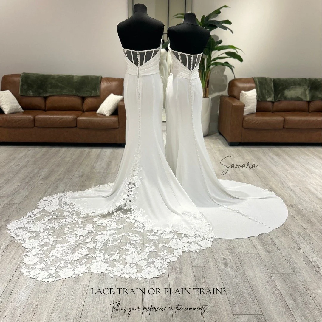 Lace train 🖤 OR Plain train? 🤍 Tell us your pick in the comments! 

One gown... TWO different ways to make an entrance. 💖 

Are you drawn to the romantic, intricate beauty of a lace train, or do you love the timeless elegance of a plain train?

#W