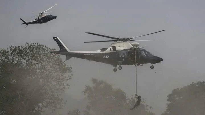 Photo of 2 of the helicopters, captured by a Biafran on site