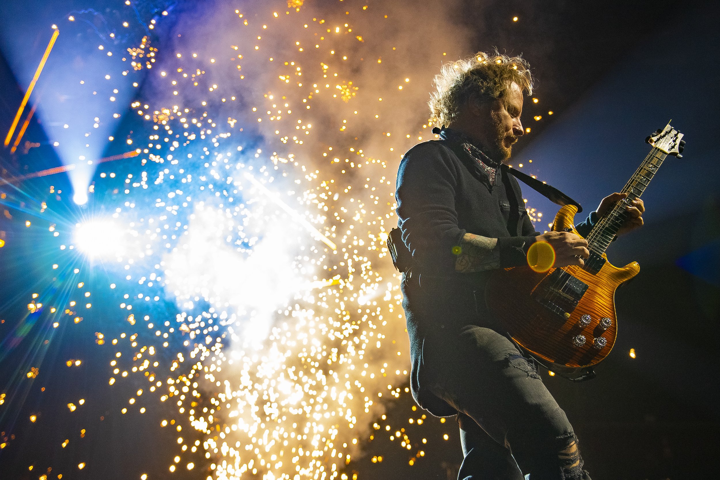  Shinedown's Zach Myers rocks out on his guitar as he performs during Shinedown’s Revolutions Live Tour on Tuesday, April 25, 2023, at Pinnacle Bank Arena 