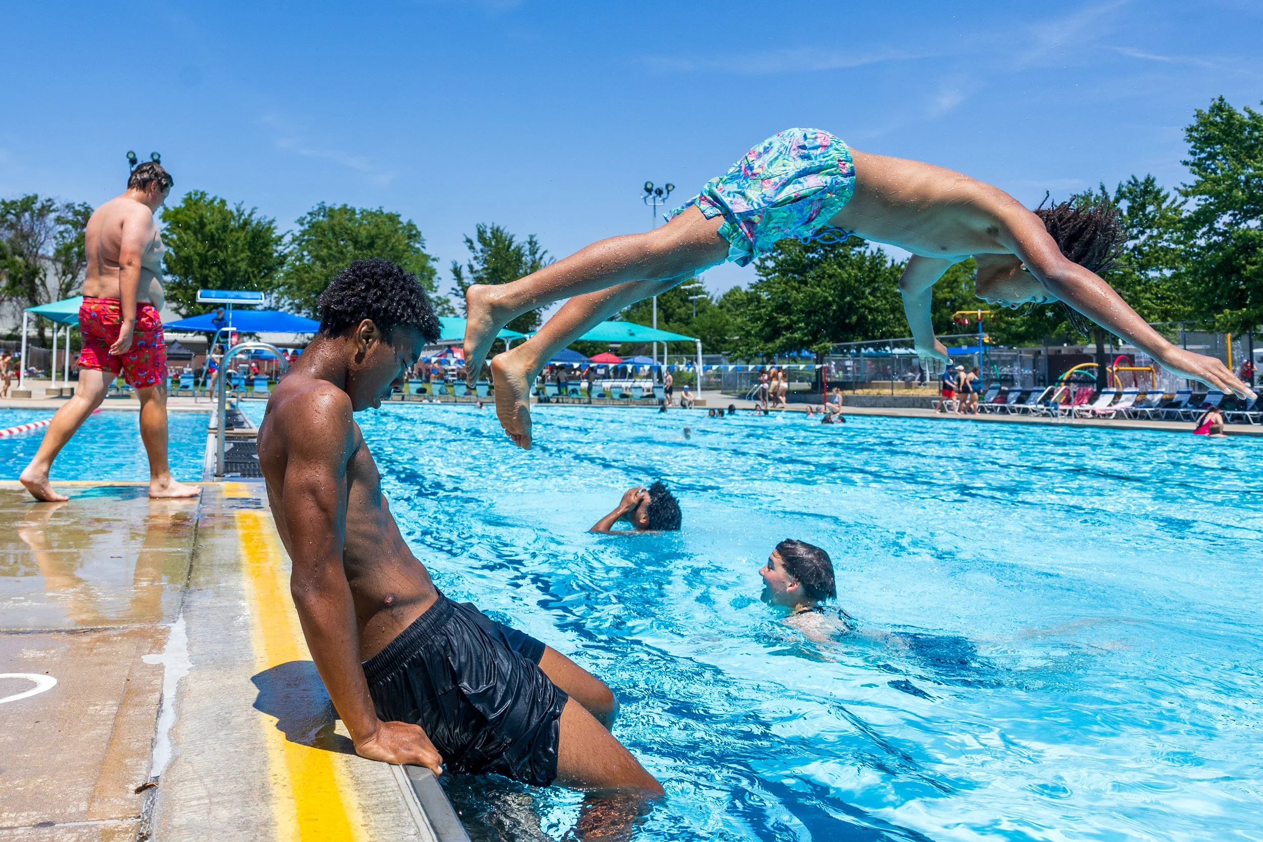 Swimmers enjoy cooling off at the Woods Park Pool on Tuesday, May 26, 2026.