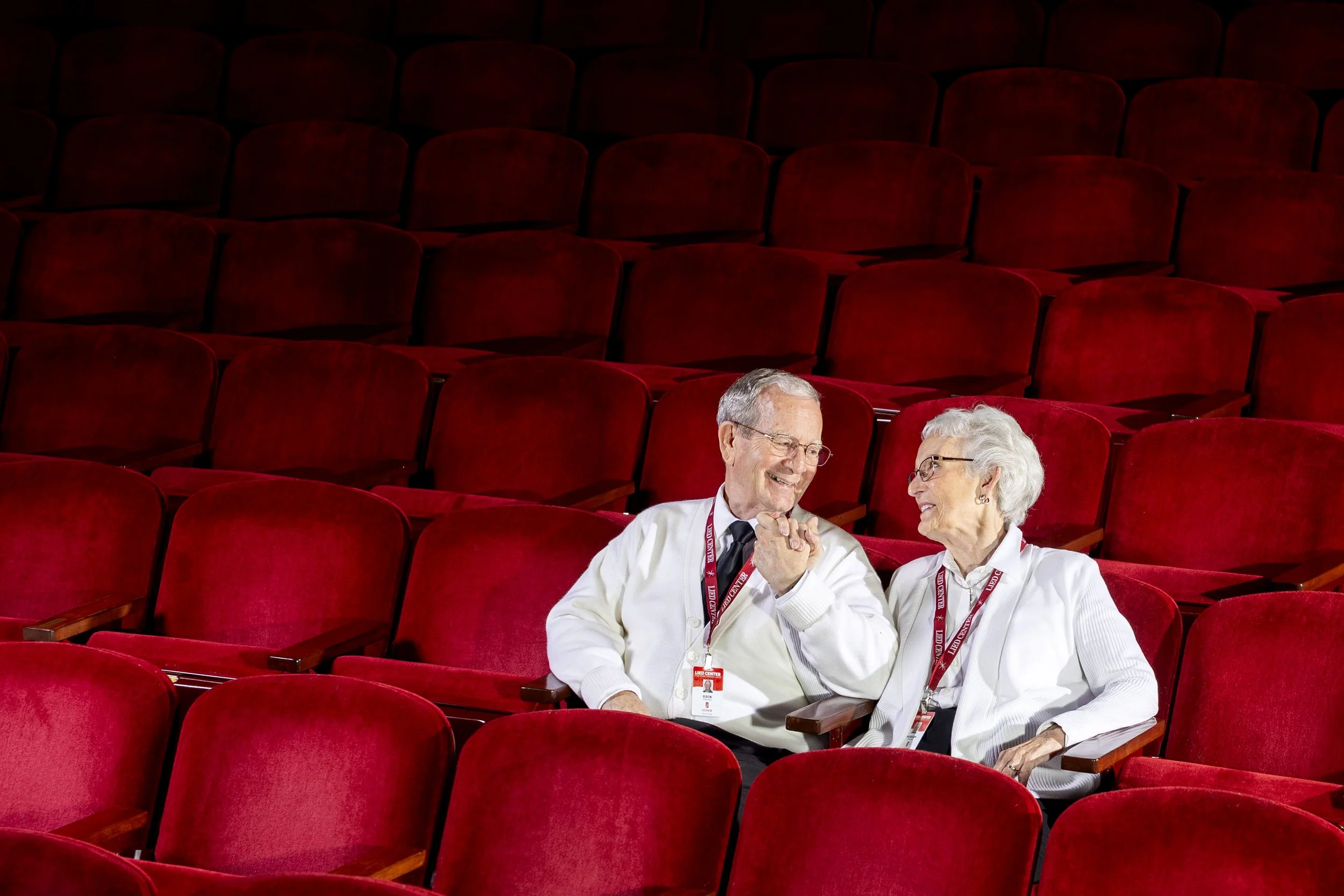 Lied Center for Performing Arts ushers Dick and Miriam LeBlanc, who have been married for 60 years, pose for a portrait at The Lied Center for Performing Arts on Friday, June 6, 2025, in Lincoln.