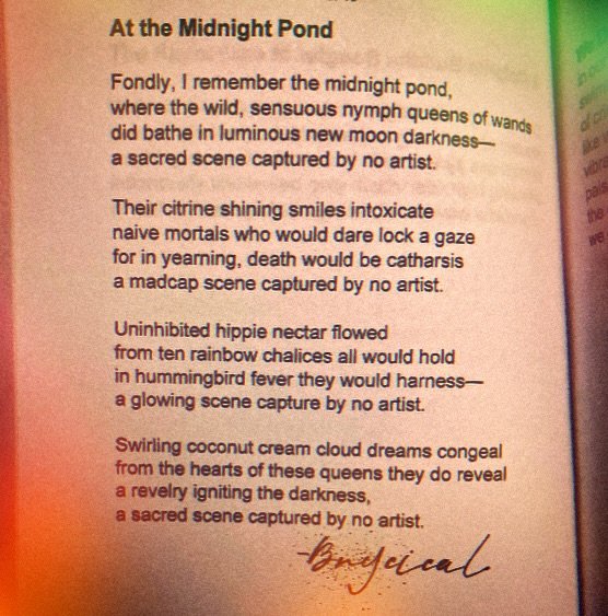 a #psychedelic #kyrielle poem I wrote from my first book of self-published poetry. 
.
.
.
#mondaymemories #mondaymotivations #rhymingpoetry #spiritanimals #faerie #tarotpoetry #midnightpoetry #magicwords #nymphsofnature #sacredwater #wordstoinspire #