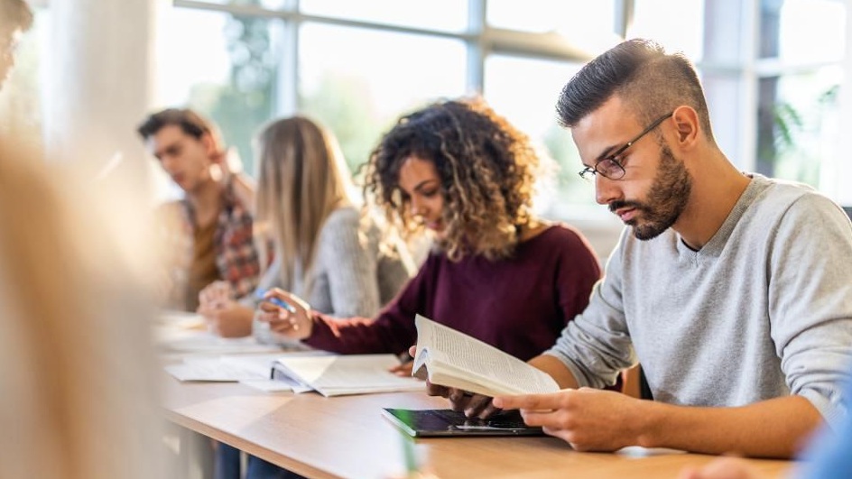 college students studying at a desk