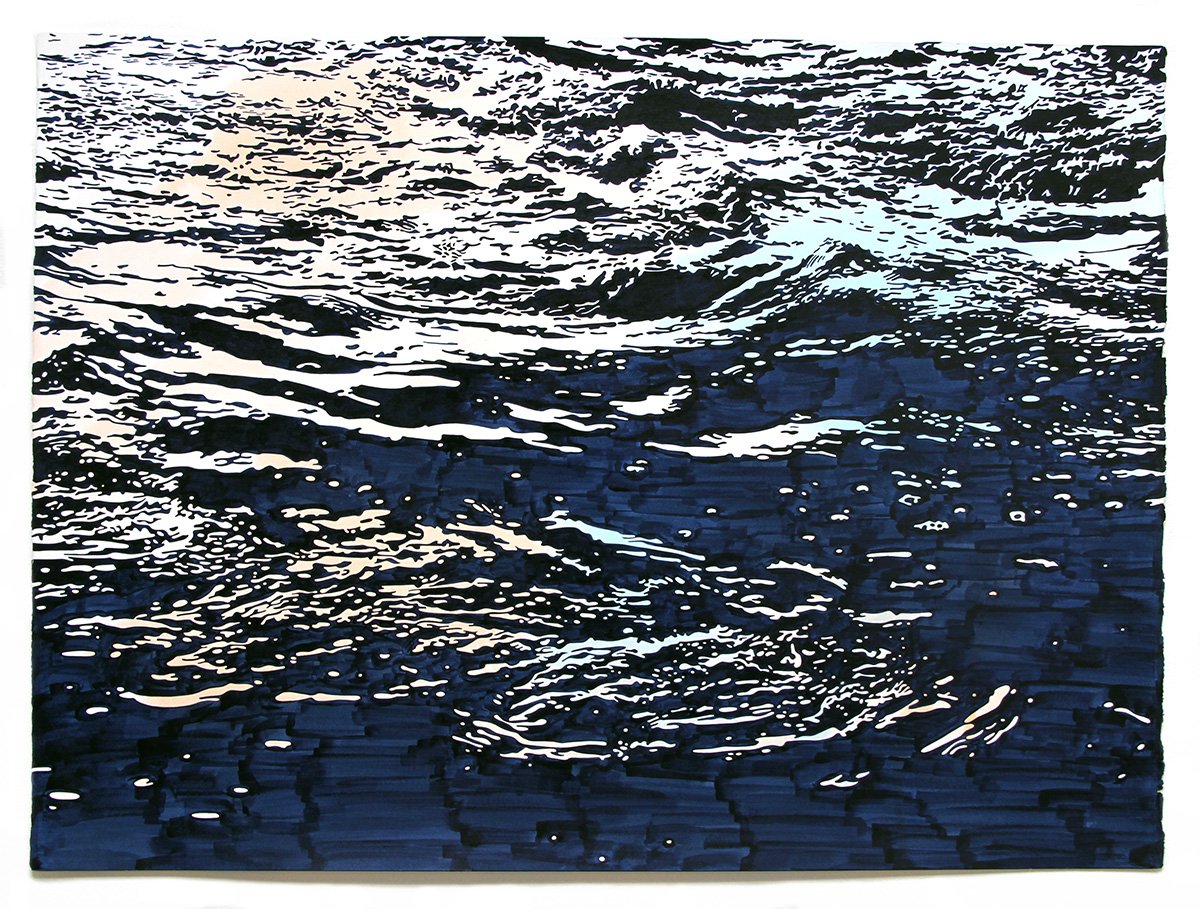   Still #1, ink on paper, 22” x 30”   