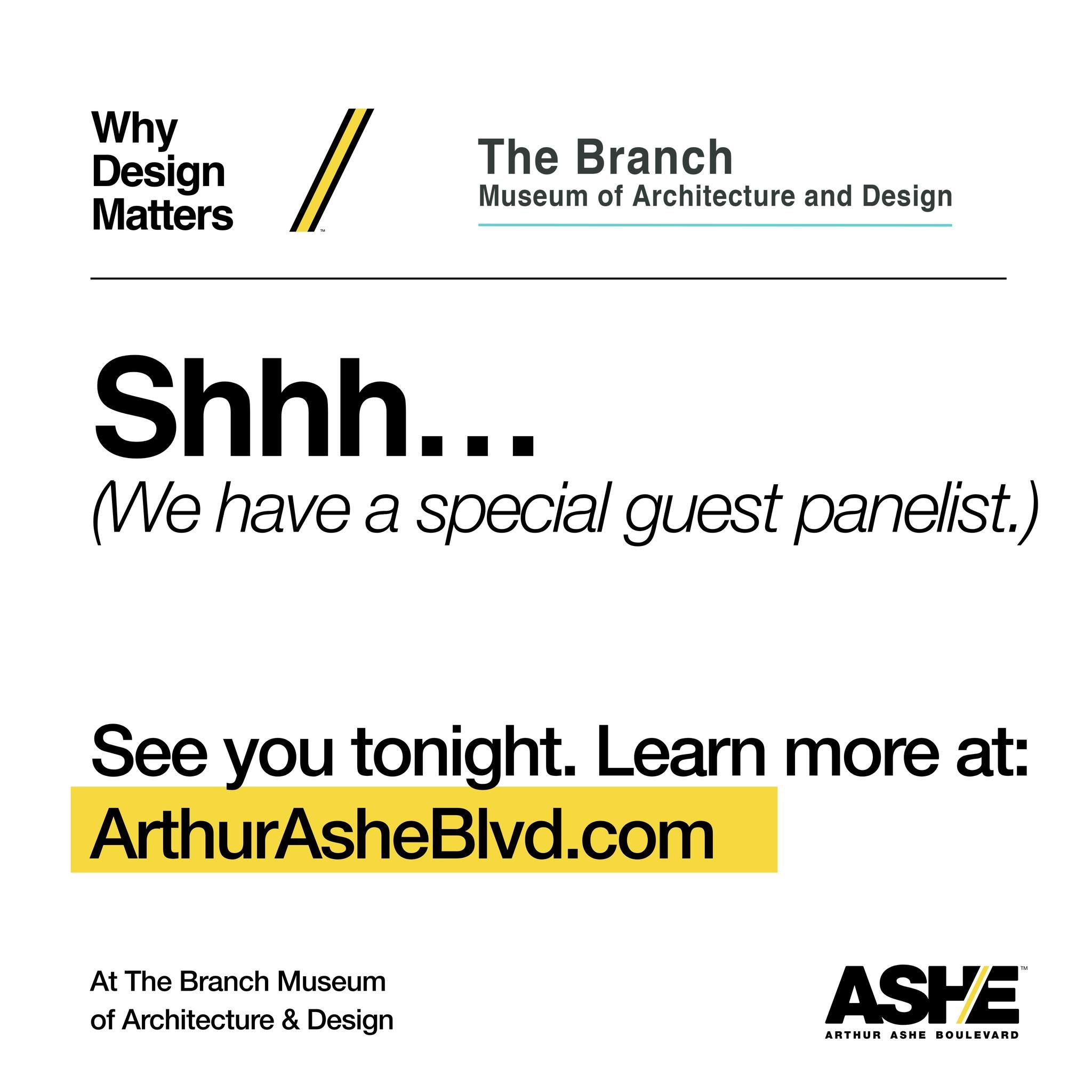 Tonight is the night! Come to The Branch Museum of Architecture and Design and join the conversation. Get your free tickets here: https://support.branchmuseum.org/event/aablvd-chapters-i-and-ii/e574054. 

For more info, visit: arthurasheblvd.com 

#a