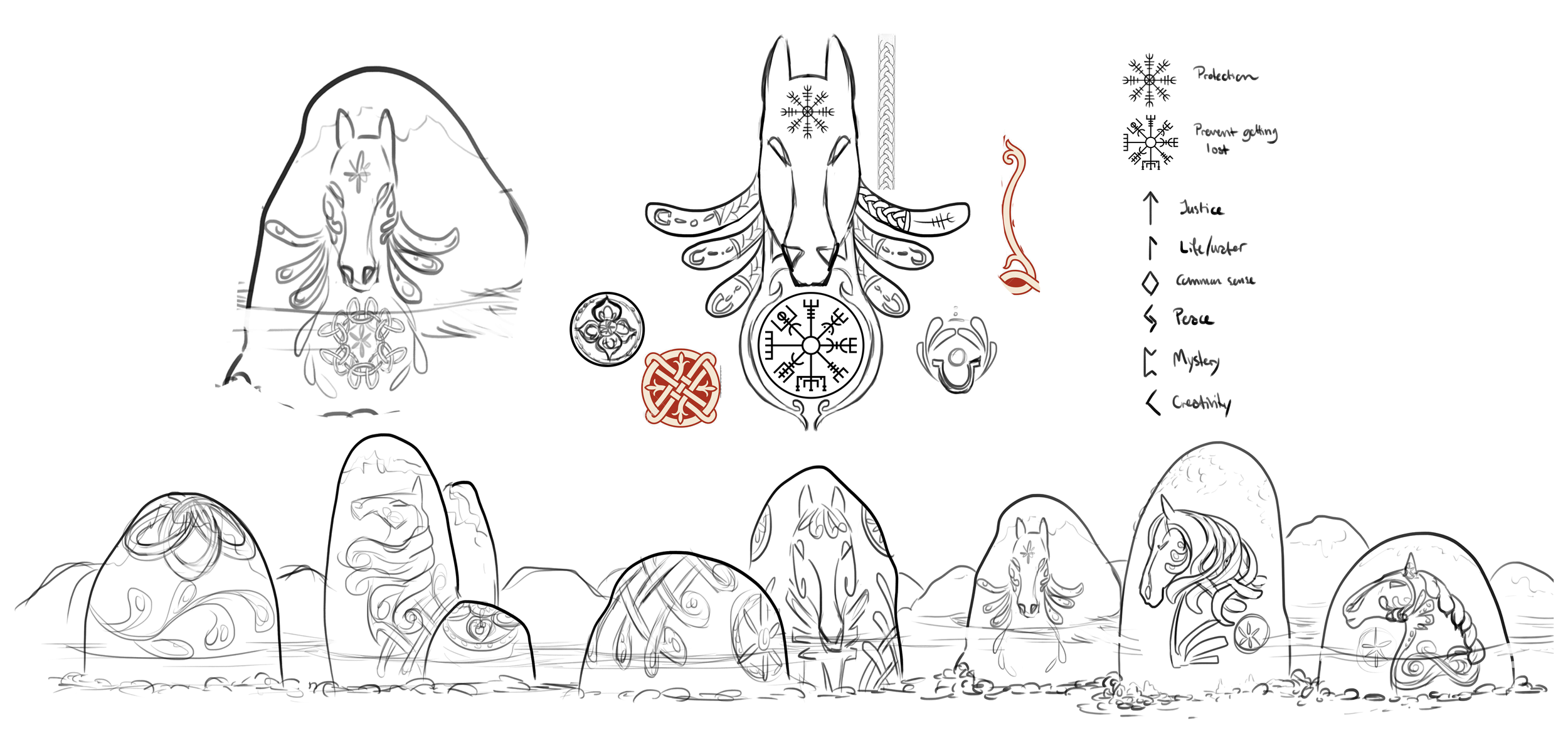 Early concept The stones that would lead you to the new area with Norse inspired engravings and enchantments
