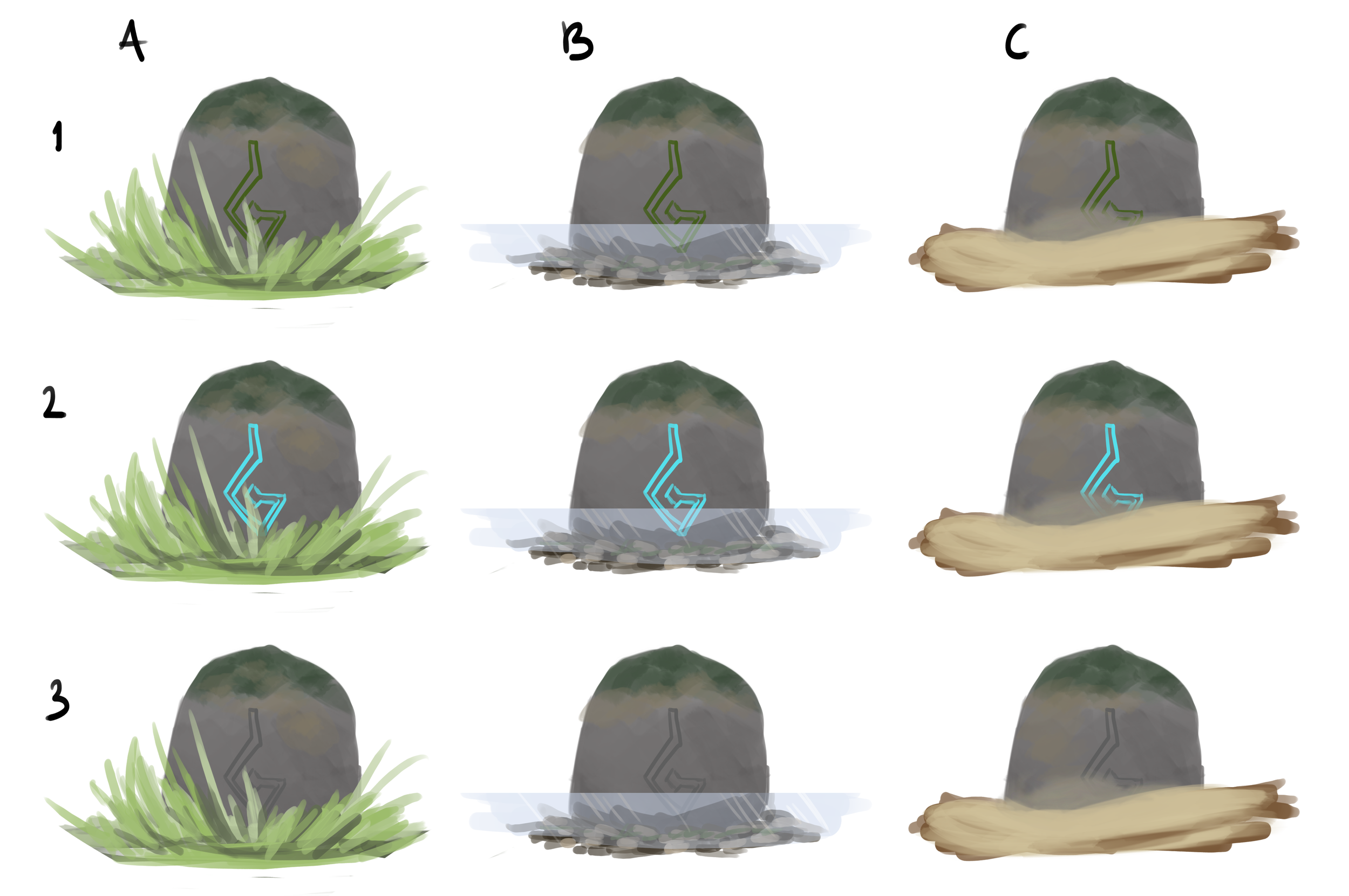 Early Concept Narrowing down how and where the stones could work or look