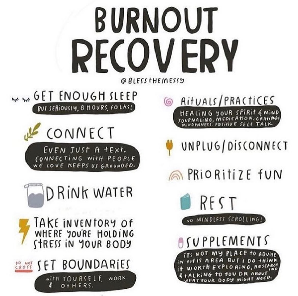 Burnout is becoming an increasing problem for many amidst the rising &ldquo;hustle culture.&rdquo; Burnout recovery can be a challenging process but it is possible with intentionality and boundary setting. Here are a few tips to get you started. 
.
#