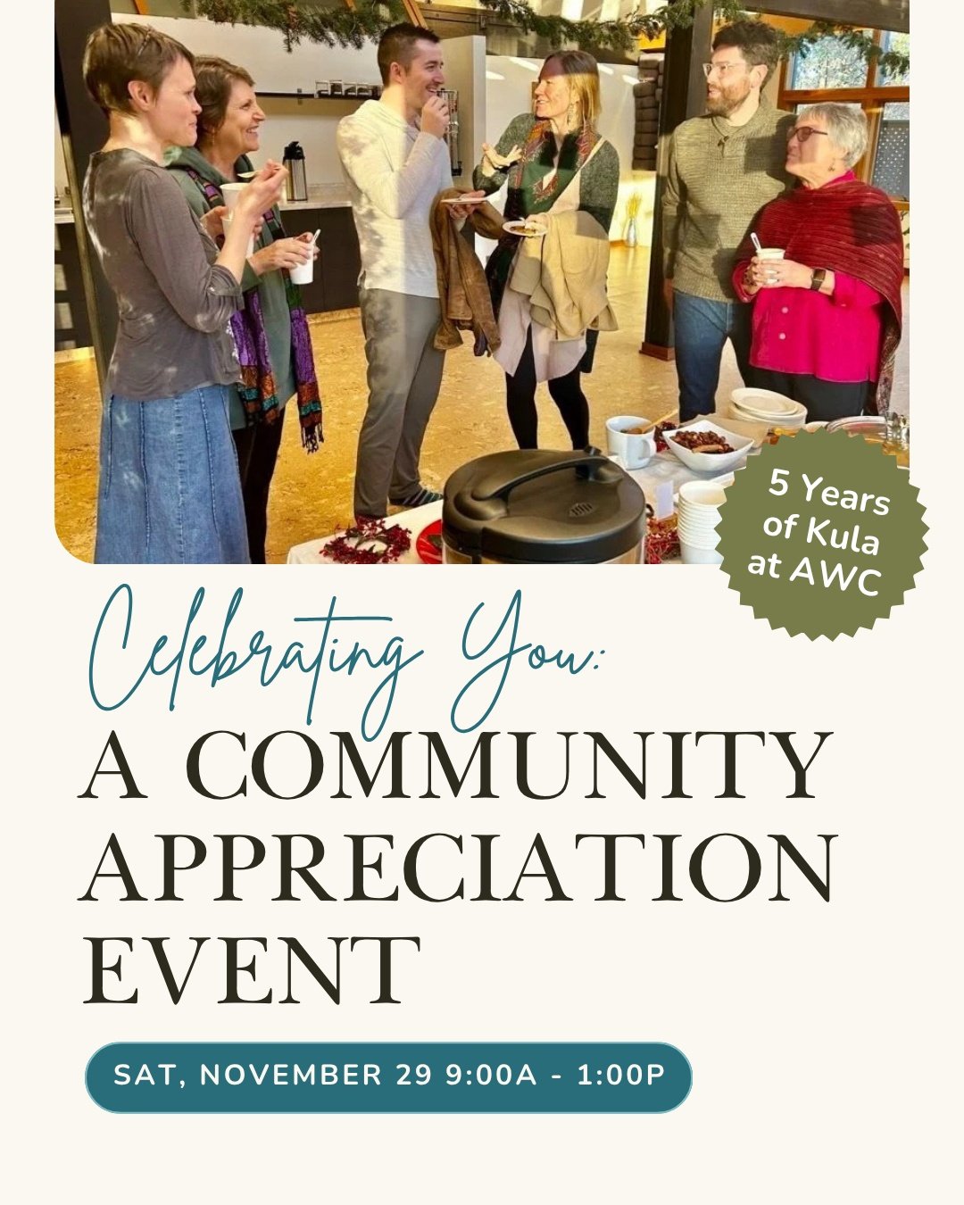 Join us on Saturday, November 29, from 9:00a&ndash;1:00p for a special day of connection, appreciation, and celebration at the Ayurvedic Wellness Center.

Come sip chai, sample Ayurvedic treats, receive complimentary bodywork, explore gift items, and