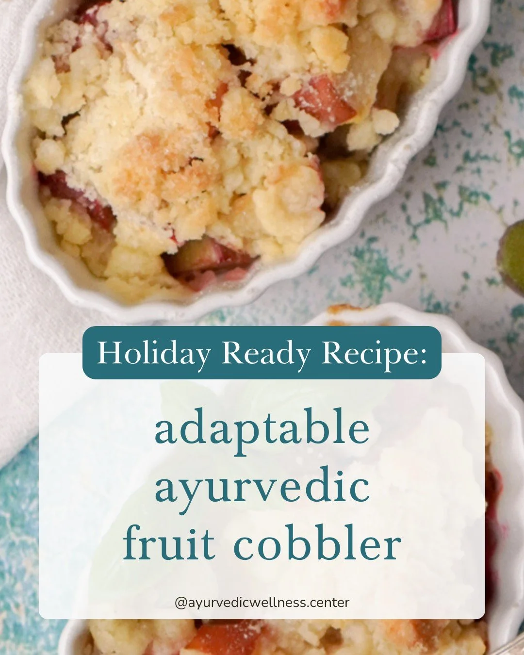 A warm, nourishing fruit crisp that&rsquo;s equal parts wholesome and satisfying. Ready in about an hour and serving 6, it&rsquo;s a perfect, lighter dessert option for the holiday season. Made with simple ingredients, lightly sweetened, and adaptabl