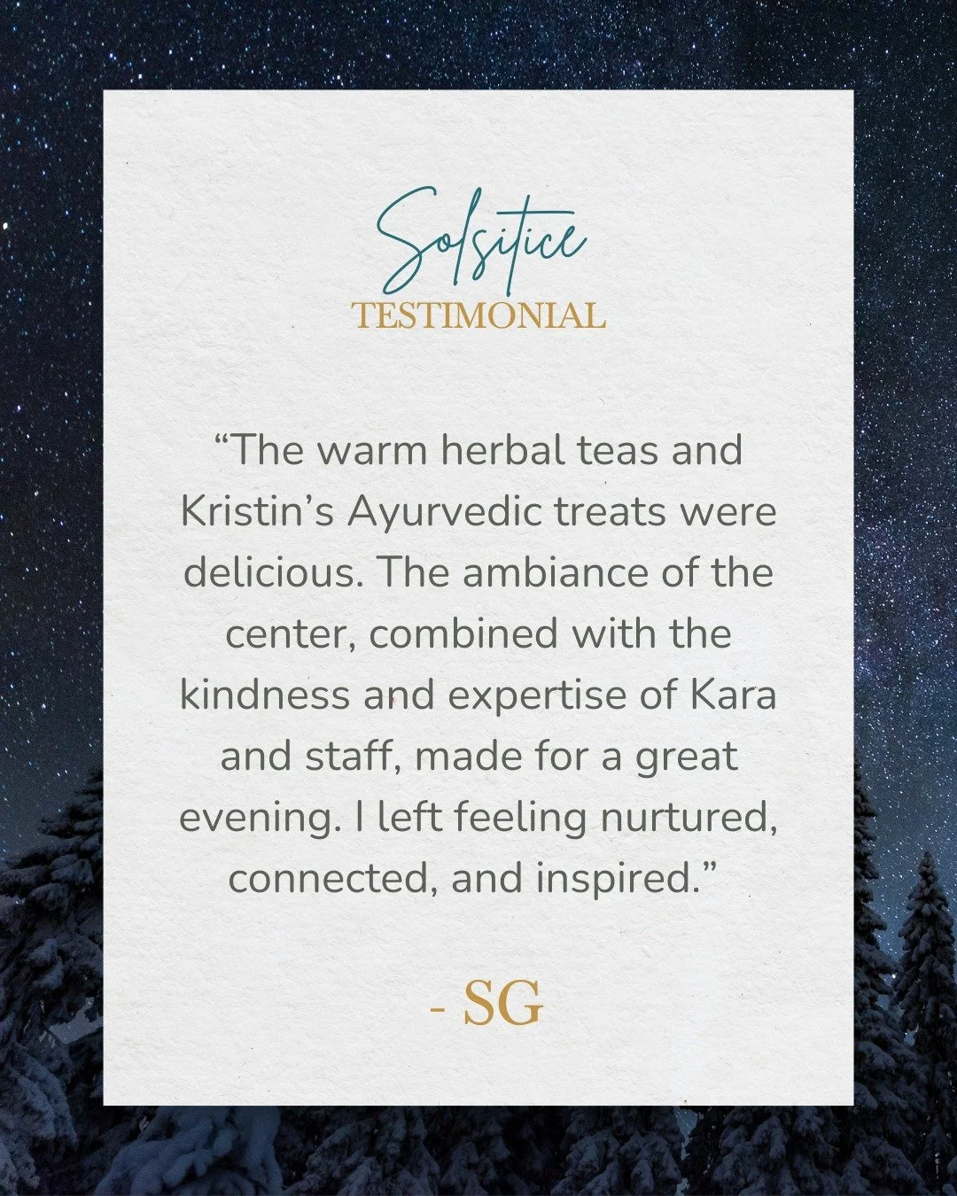 The Winter Solstice invites us into a rare stillness. A moment when the sun seems to linger on the horizon and the natural world pauses. 

On December 17 from 5:30&ndash;7:30pm, join Kara Aubin for an evening practice that supports slowing down and c