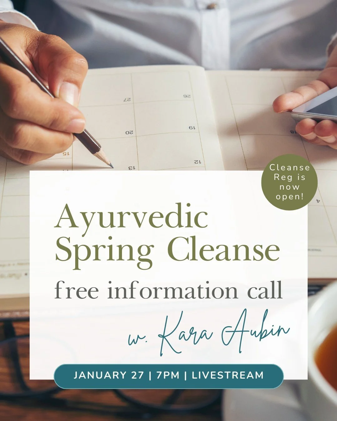 Join Ayurvedic Practitioner, Kara Aubin, for a free informational call exploring why Ayurveda places such importance on seasonal cleansing&mdash;and what to expect from our 28-day Ayurvedic Spring Cleanse.
ㅤ
Ayurveda views seasonal transitions as pow