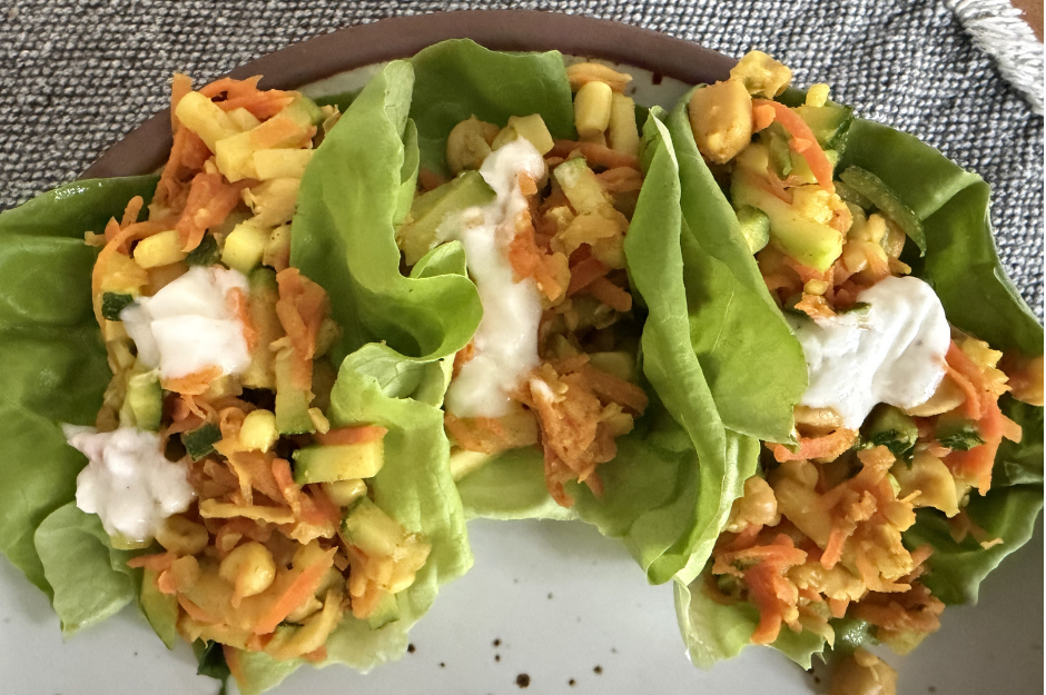 Chickpea Lettuce Wraps with Ginger-Lime Sauce