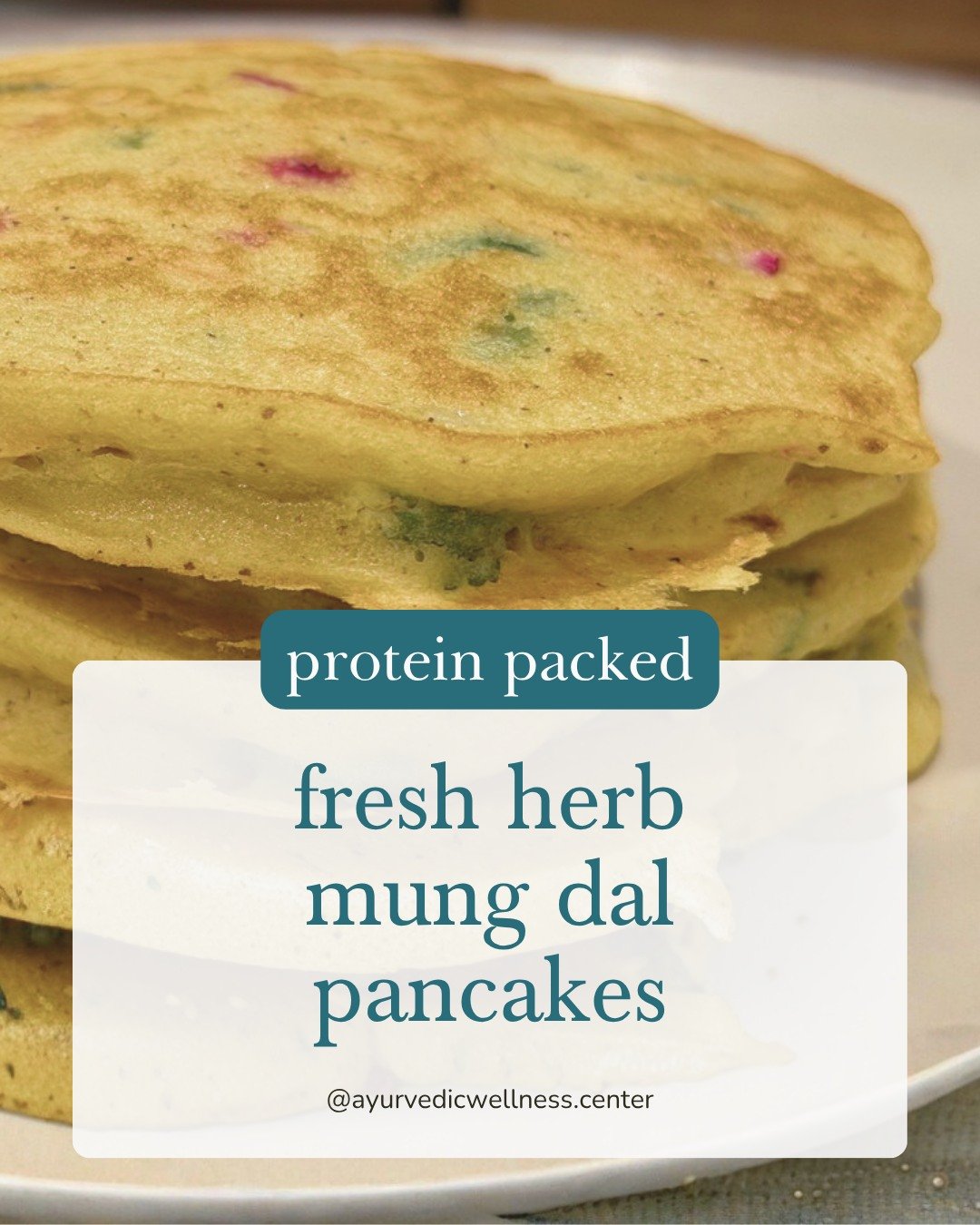 Swipe through for a recipe your digestion will thank you for.
ㅤ
These Kapha-Pacifying Fresh Herb Mung Dal Pancakes are crispy on the outside, soft on the inside, and packed with bright herbs and warming spices. Ready in just 20 minutes, they make a n