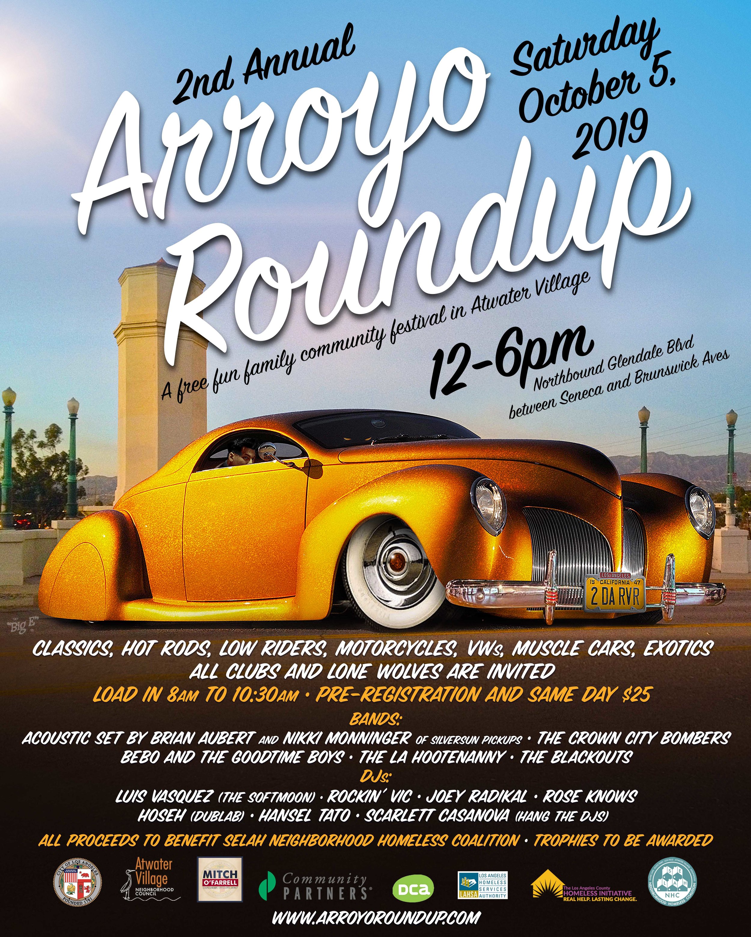Arroyo Roundup, music, rockabilly, car show, Los Angeles free events, weekend family fun, festival, weekend, trucks, bombers, low riders, lowriders, classic cars, car clubs, militaria, music, beer, wine, drinks, food, Highland Park