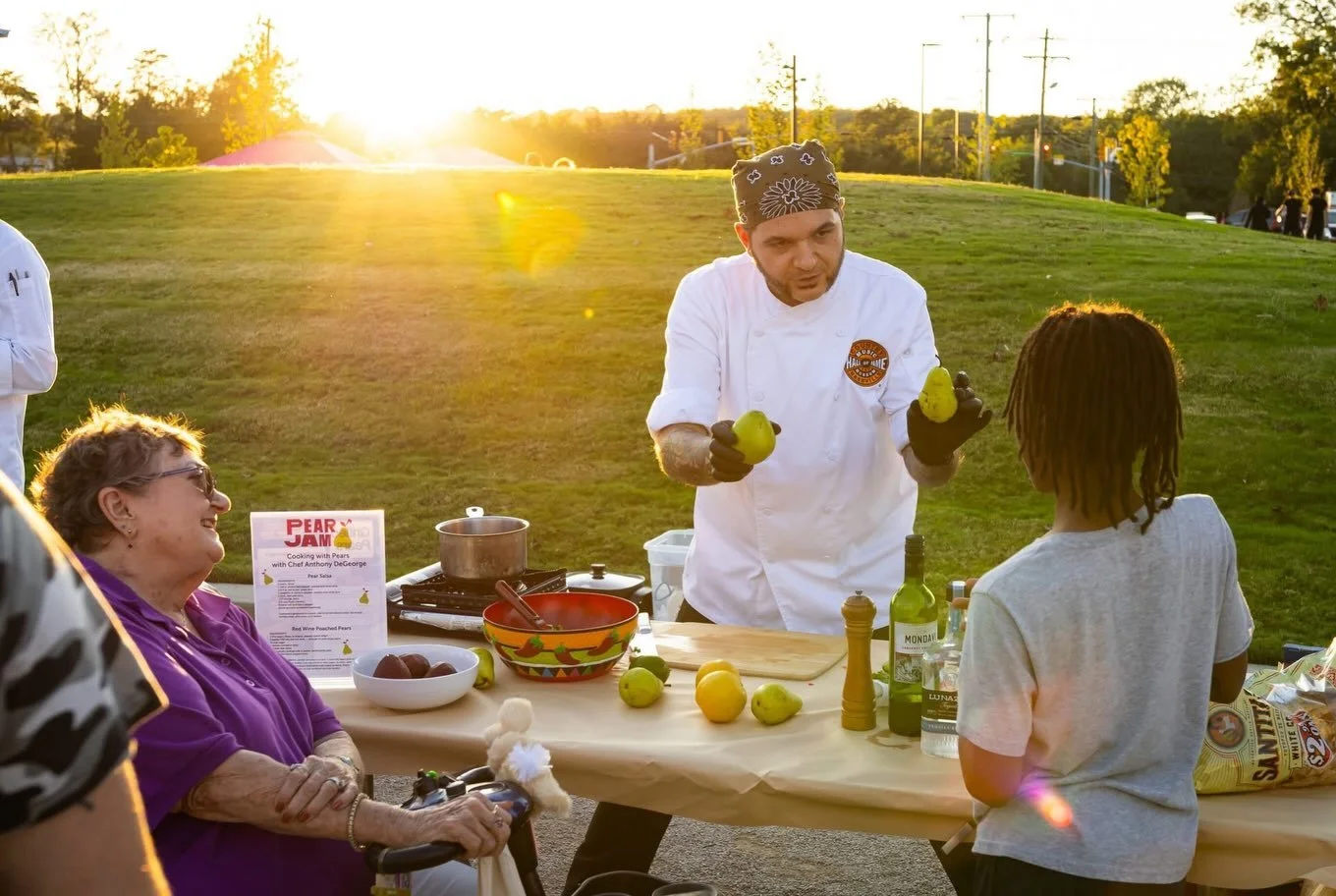 🍐🍫 Come hungry to Pear Jam this Saturday!

Join us Saturday, Sept. 26, from 3:00&ndash;7:00 PM at Mill Ridge Park and enjoy some of the flavors of Pear Jam from chocolate-dipped pear pops and culinary demonstrations by Nashville State Community Col