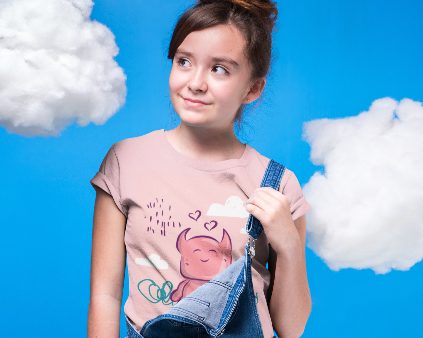 mockup-of-a-girl-wearing-a-round-neck-t-shirt-mockup-in-a-room-with-clouds-a19578.png