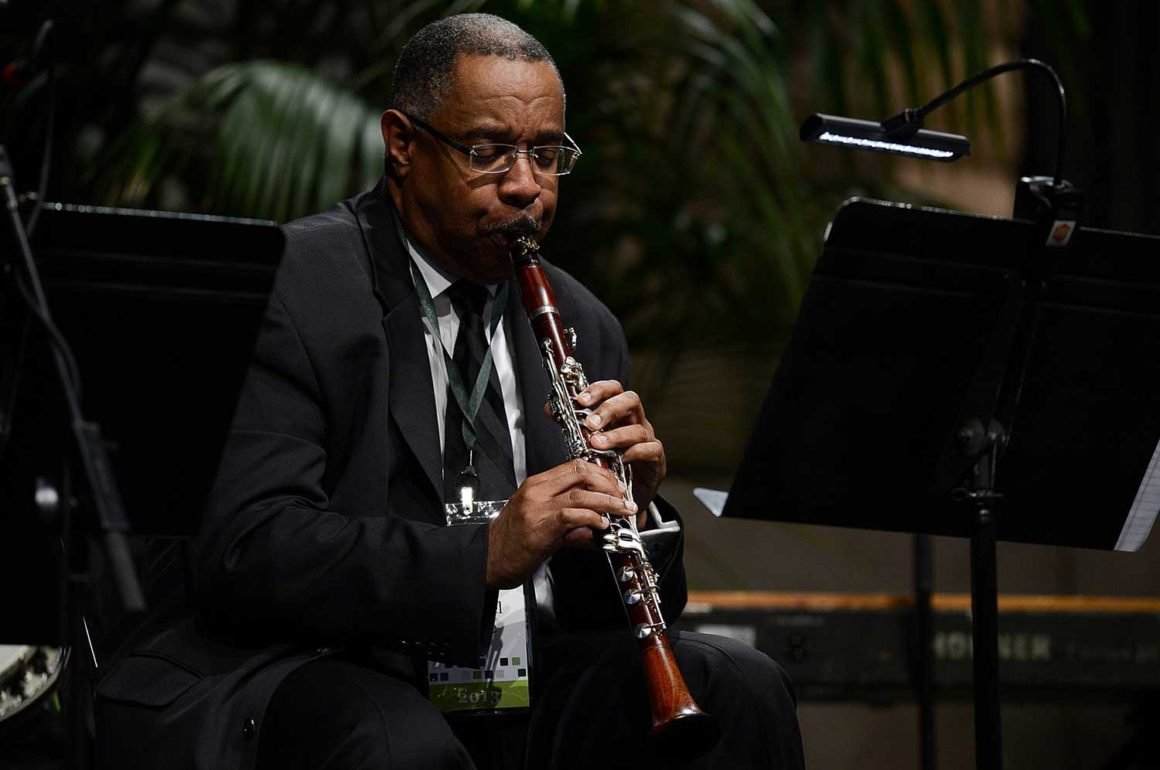 Dr. Michael White plays clarinet at St. Charles Avenue Baptist Church New Orleans Louisiana Mardi Gras Sunday