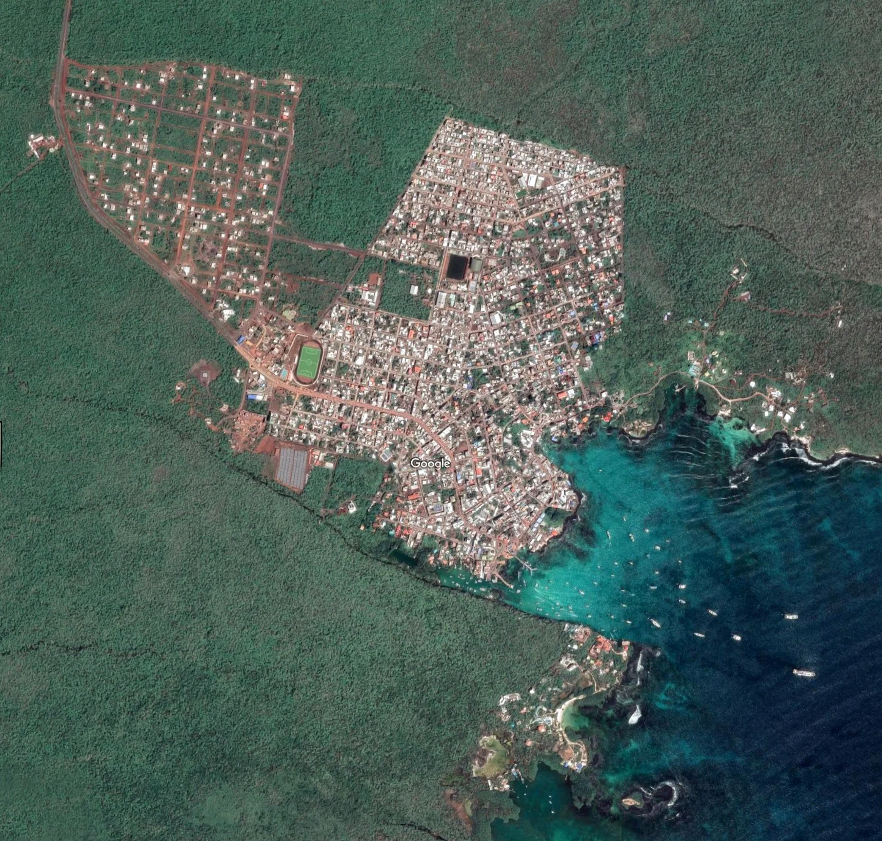Puerto Ayora, Santa Cruz island, Galápagos (Imagery @2019 CNES / Airbus, Map data @2019 Google)