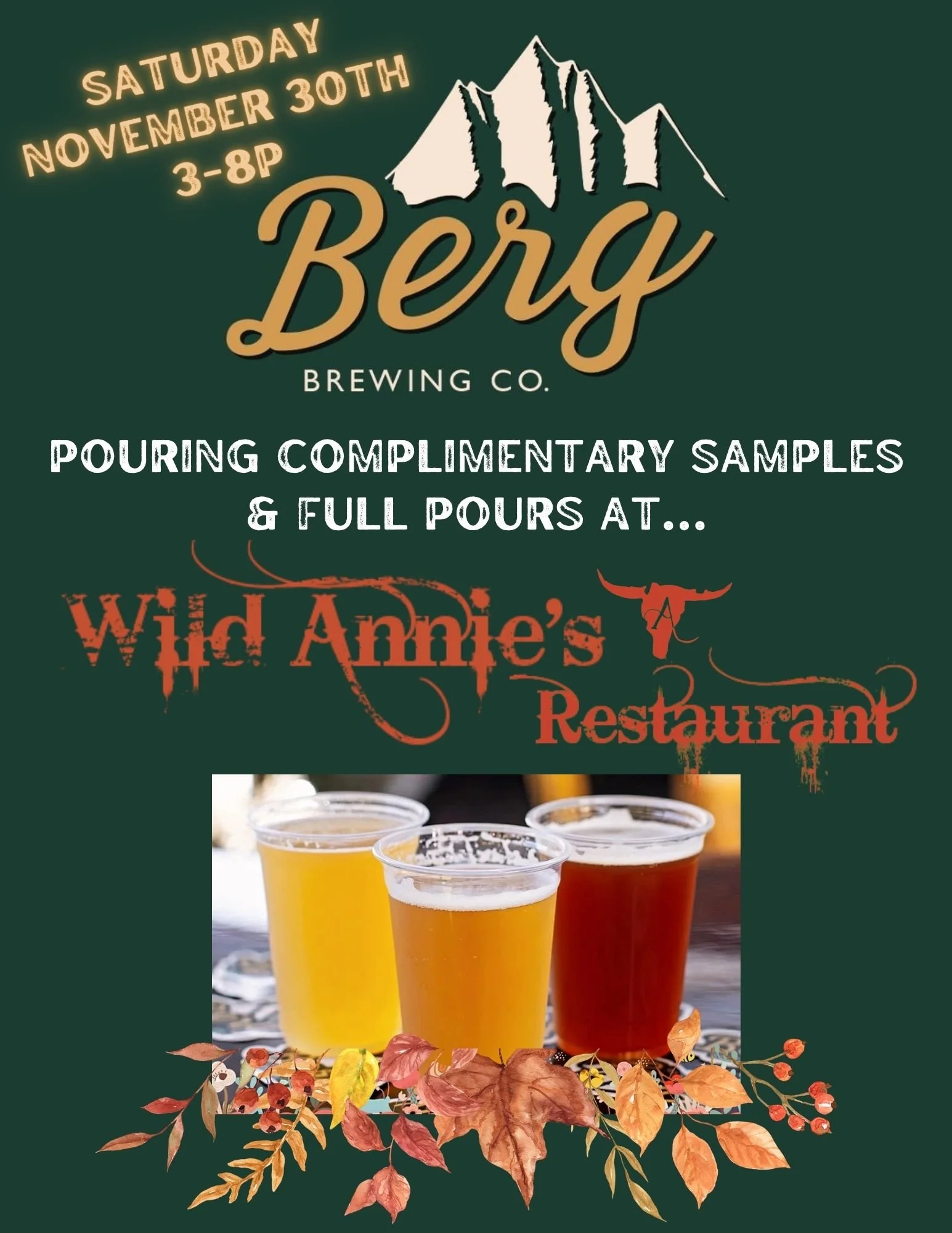 Berg Brewing Company returning to Wild Annie's!