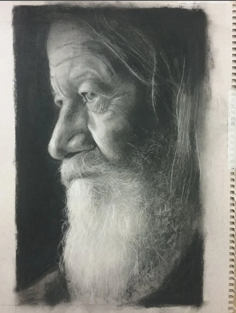 Old Man , charcoal on paper 18" X 24" (SOLD)