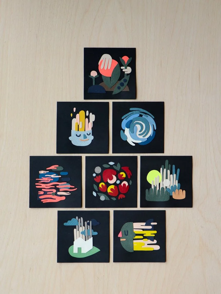 paper cut art on sticky notes