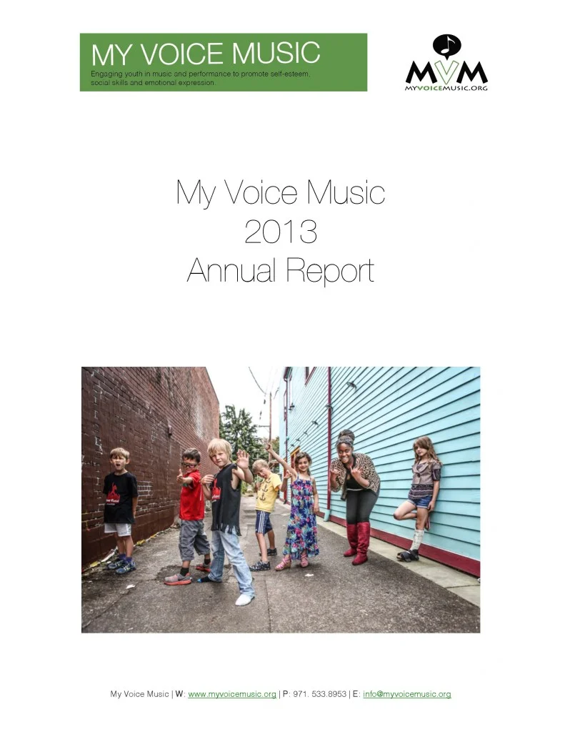 MY VOICE MUSIC 2013 ANNUAL REPORT