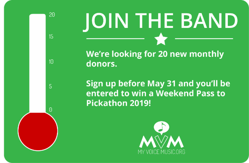 JOIN MVM’S BAND OF MONTHLY DONORS AND YOU COULD WIN A PICKATHON WEEKEND PASS