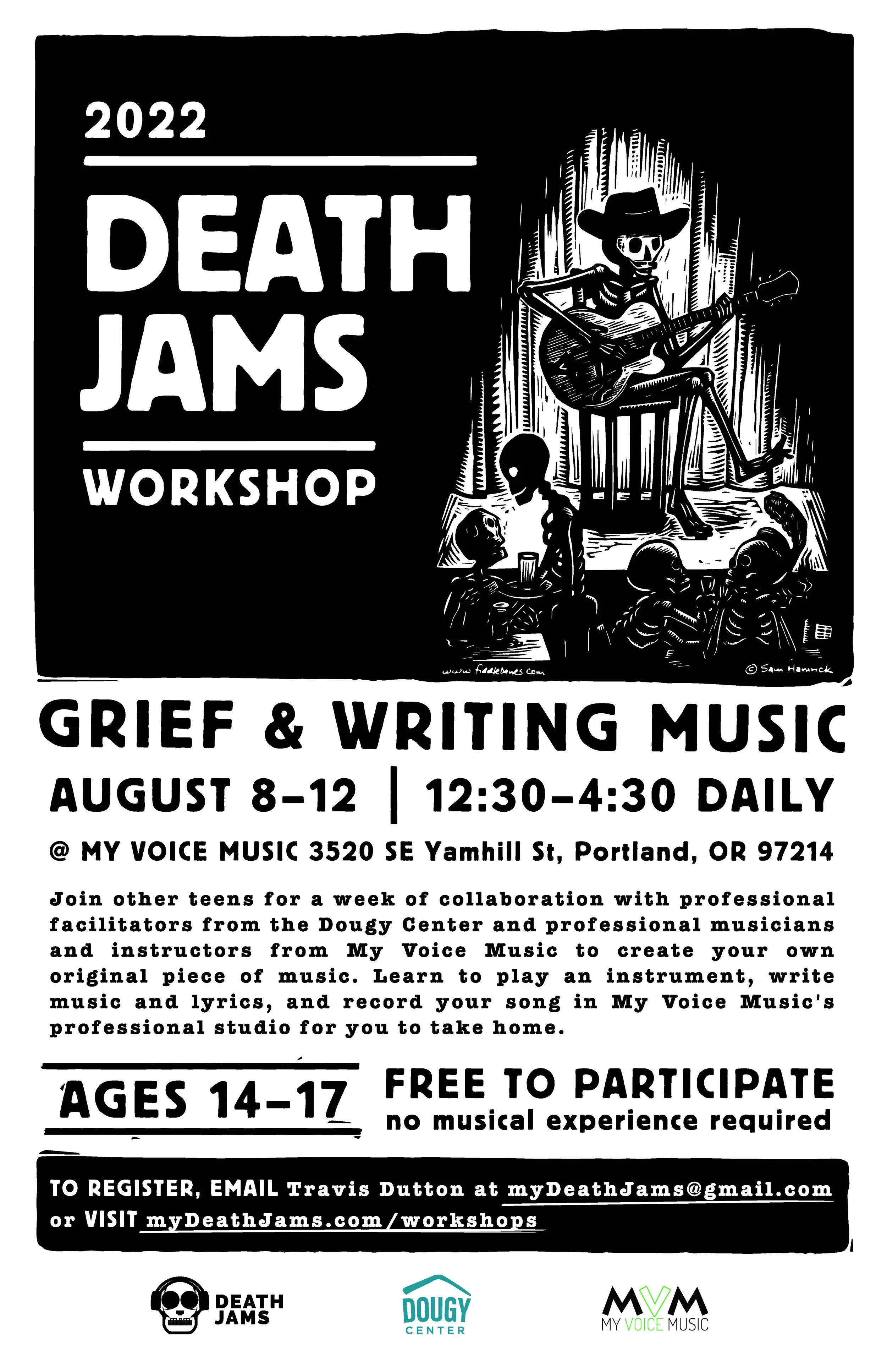 Death Jams: Grief and Music Writing Workshop — AUG 8-12, 2022