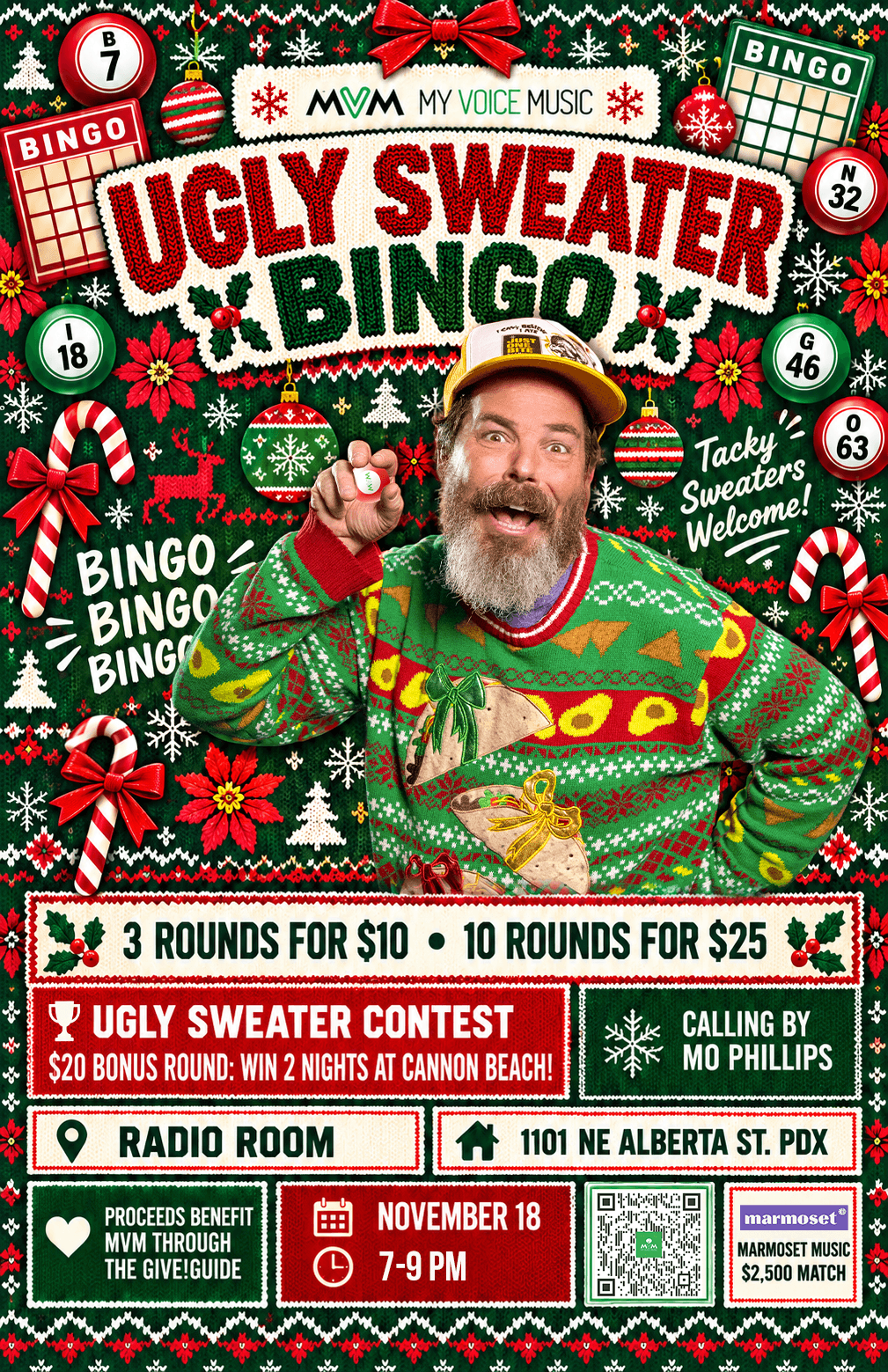 MVM Ugly Holiday Sweater Bingo