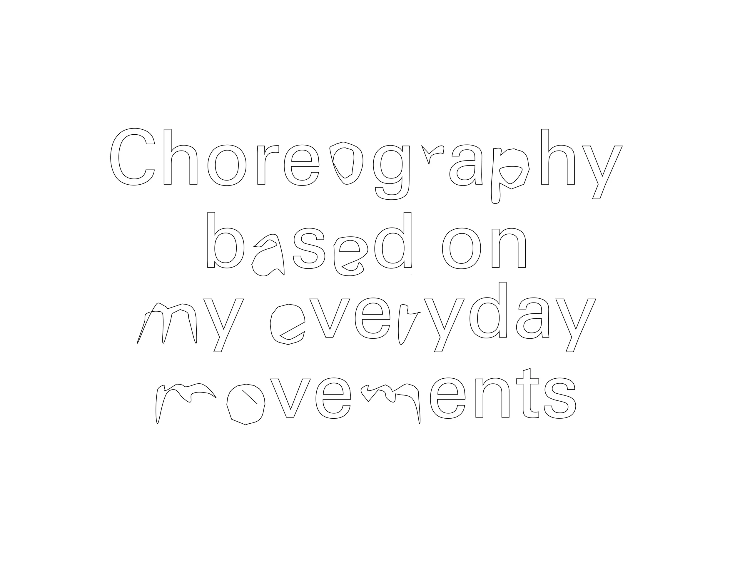 Slightly distorted text that reads, “Choreography based on my everyday movements.”