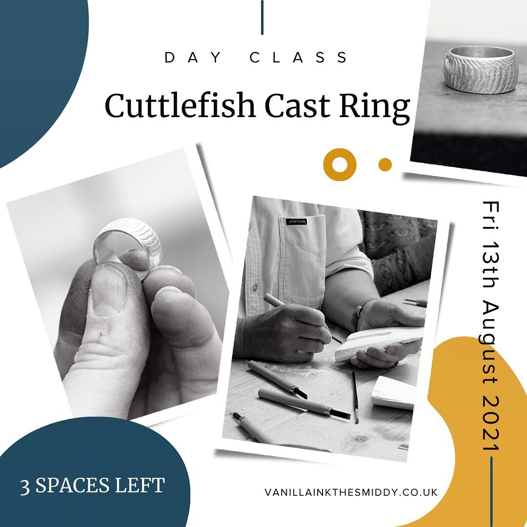 Cuttlefish Cast Ring - Spaces Available 
Looking for something creative to do on Friday 13th August?!? Why not join us at The Smiddy, melt some silver and make a GORGEOUS ring 🔥 💍 
Book now to avoid disappointment:

https://www.vanillainkthesmiddy.