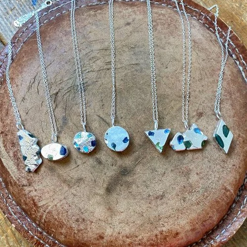 SAND CAST A SILVER SEA GLASS PENDANT 