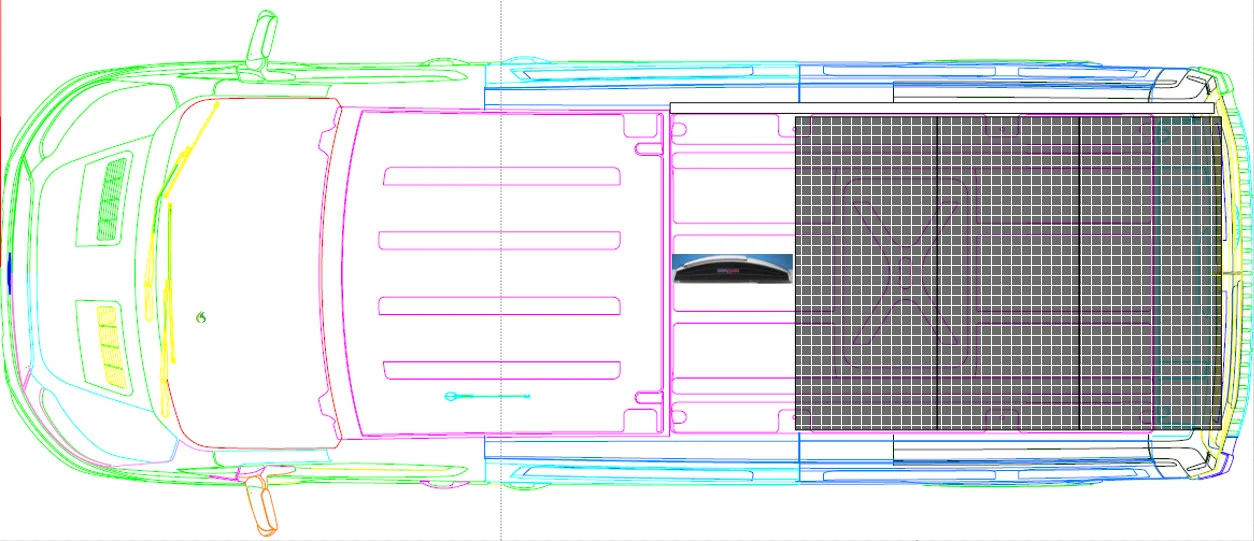 Three solar panels and MaxxAir fan on roof