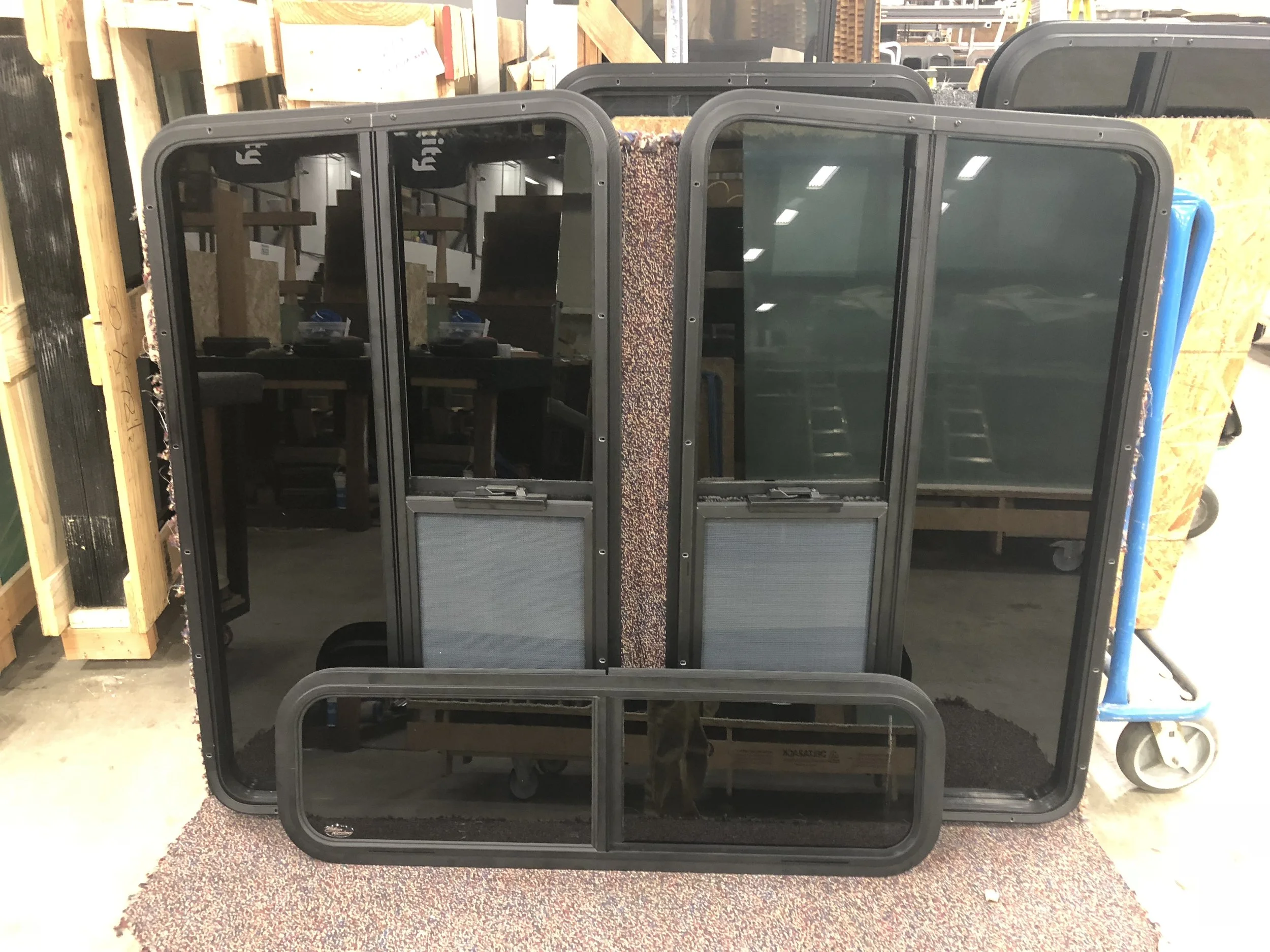 The windows waiting to be installed.