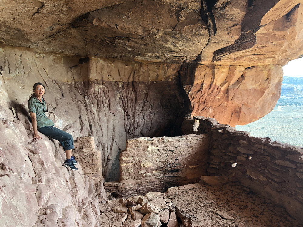 Sharon in Cliff Dwelling - note the floor hatches